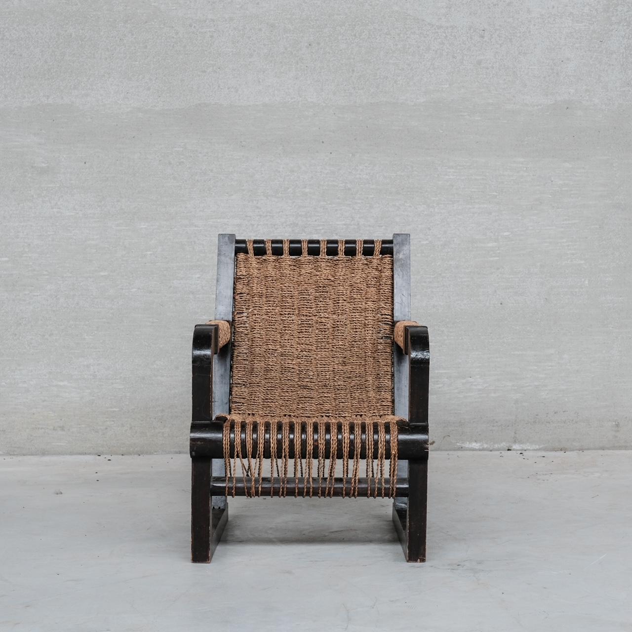 Paire de fauteuils en corde Francis Jourdain du milieu du siècle dernier Bon état - En vente à London, GB