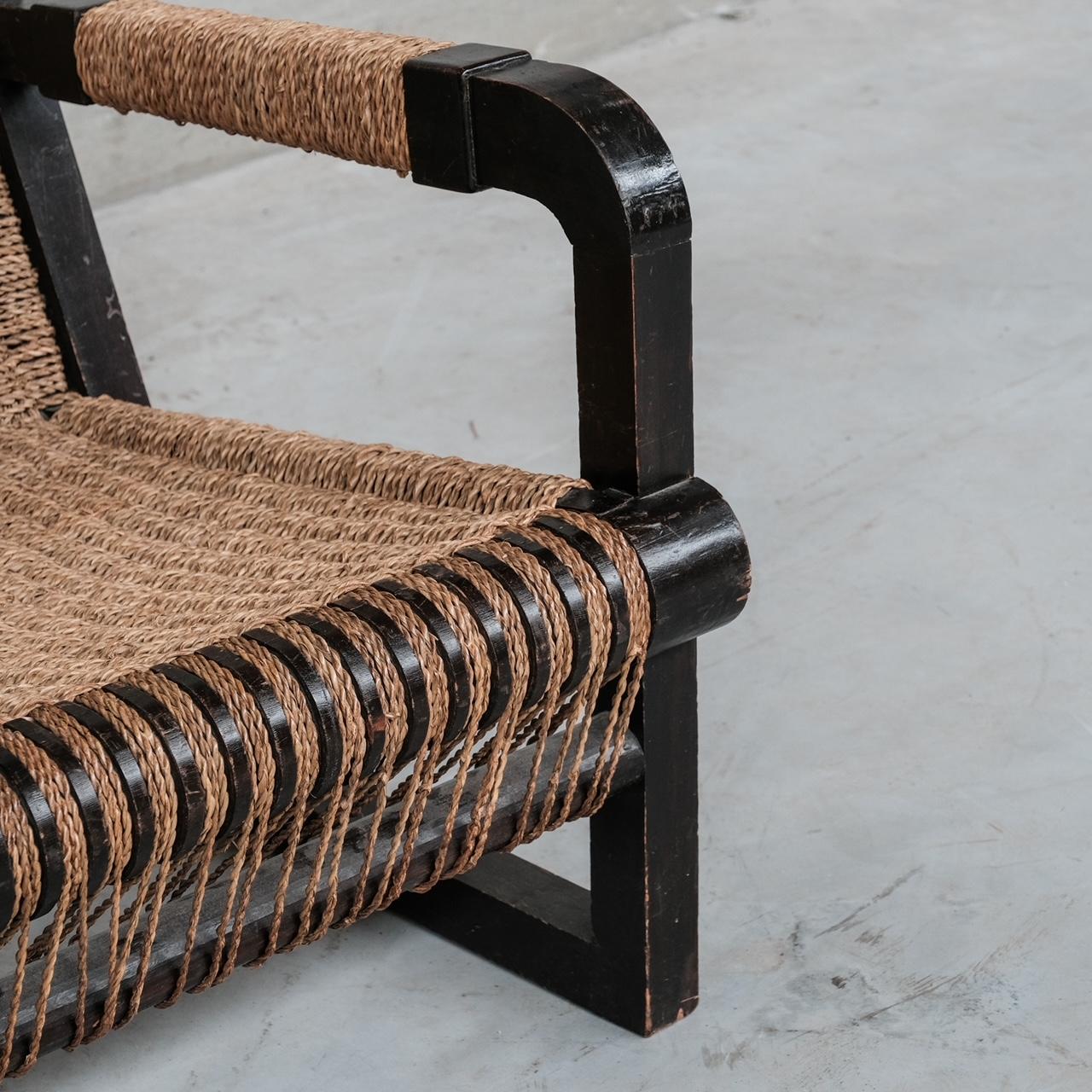Milieu du XXe siècle Paire de fauteuils en corde Francis Jourdain du milieu du siècle dernier en vente