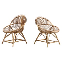 Pair of Franco Albini 'Attr' Bamboo Lounge Chairs