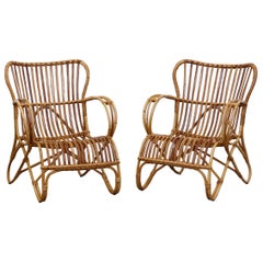 Pair of Franco Albini Inspired Bamboo Chairs by Rohé Noordwolde