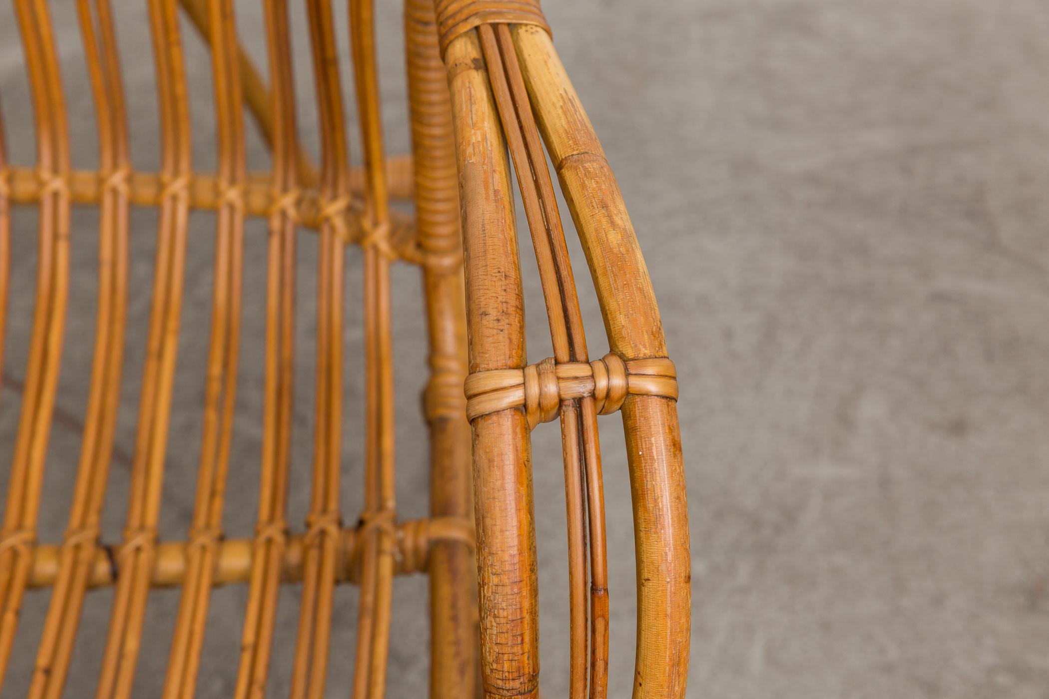 Pair of Franco Albini Inspired Bamboo Lounge Chairs 2
