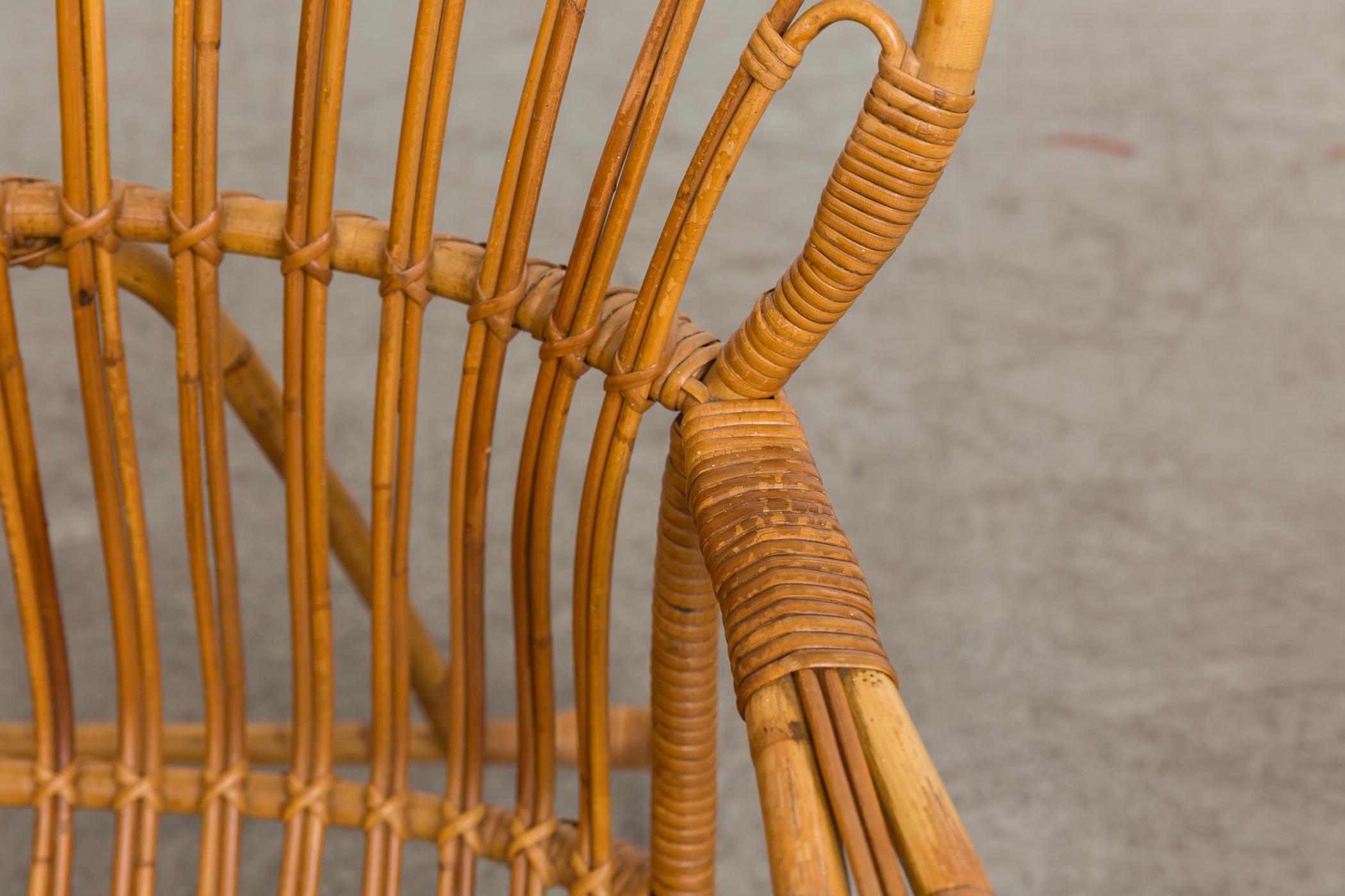 Pair of Franco Albini Inspired Bamboo Lounge Chairs 3