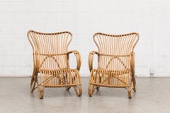Pair of Franco Albini Inspired Bamboo Lounge Chairs