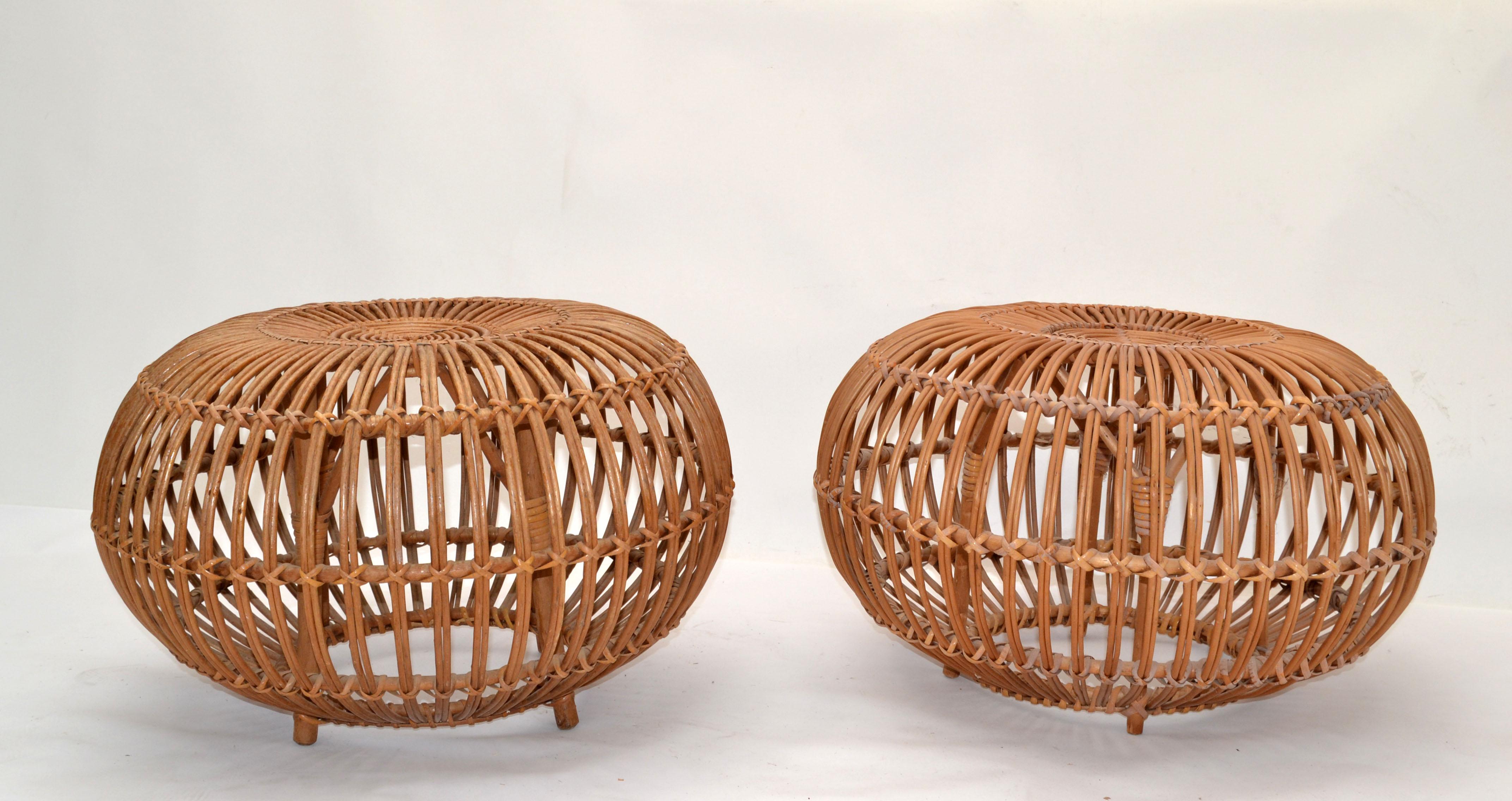 Pair of Franco Albini Ottomans, Side Table, Poufs or Footstools Italy 1960 8