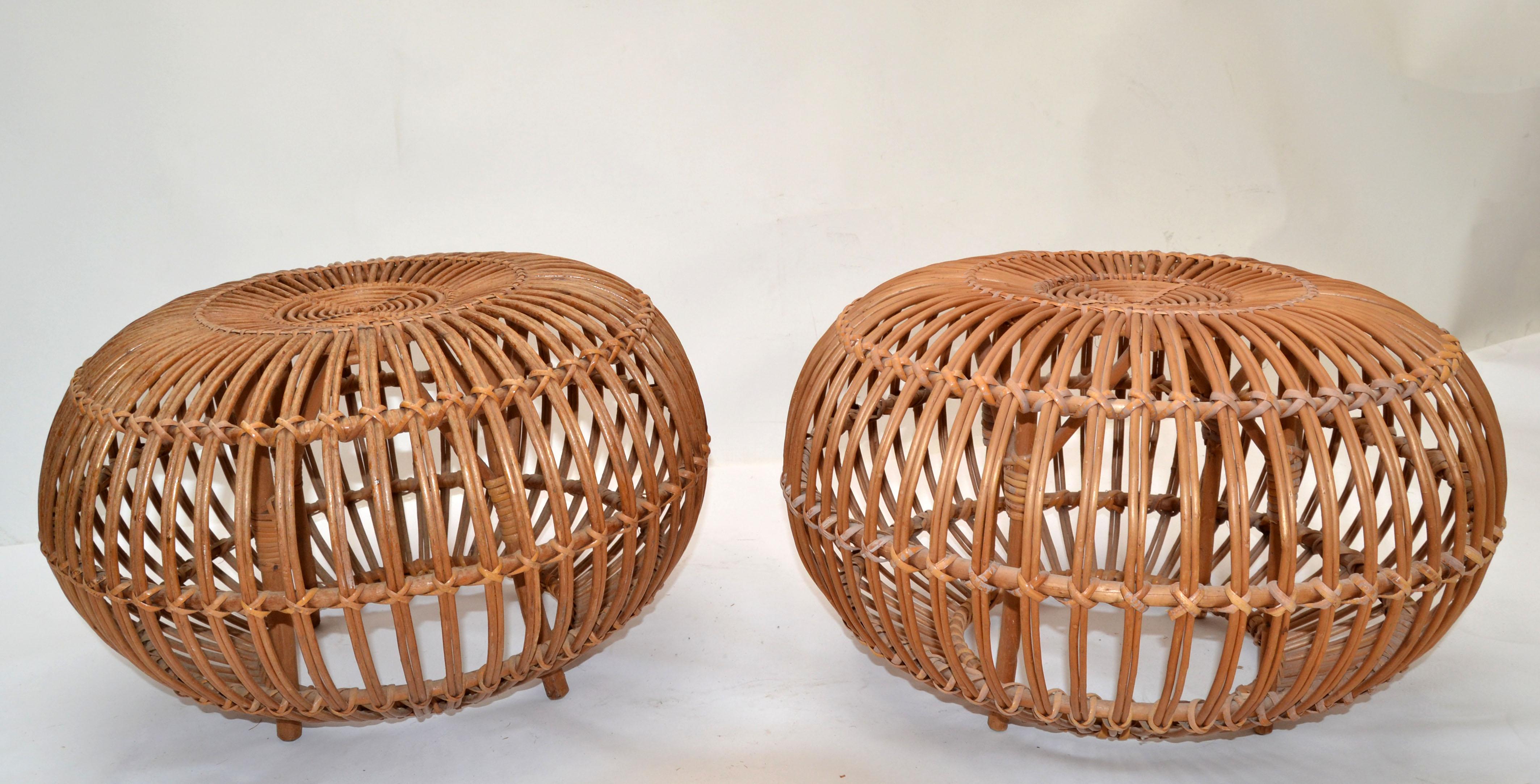 Pair of Franco Albini Ottomans, Side Table, Poufs or Footstools Italy 1960 9