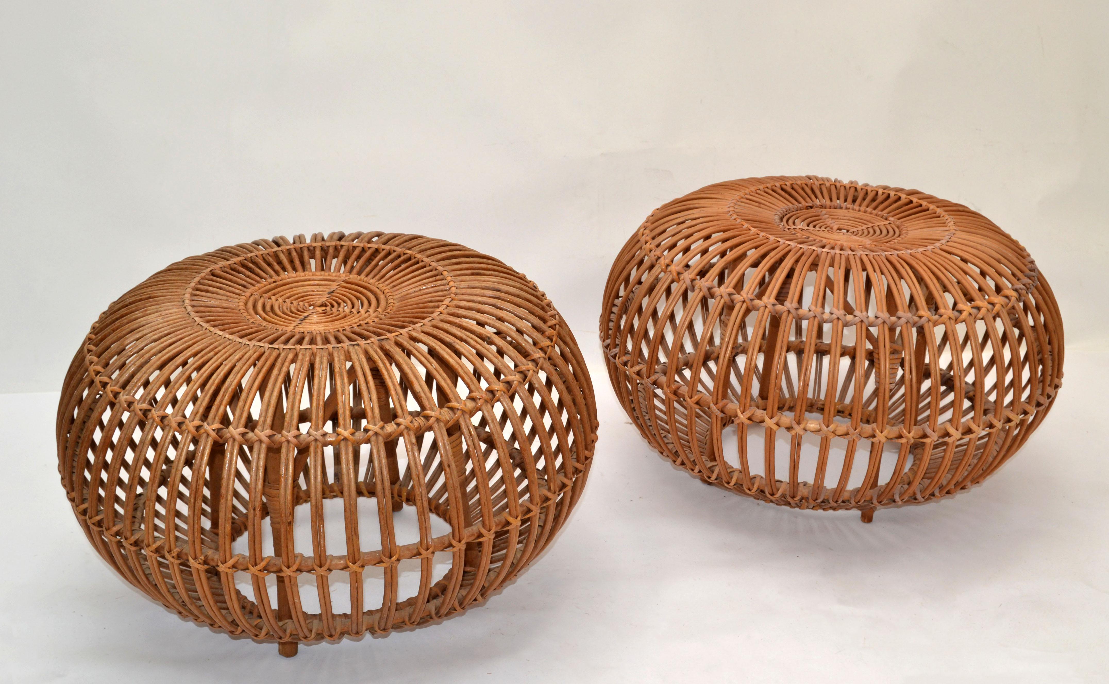 Italian Pair of Franco Albini Ottomans, Side Table, Poufs or Footstools Italy 1960