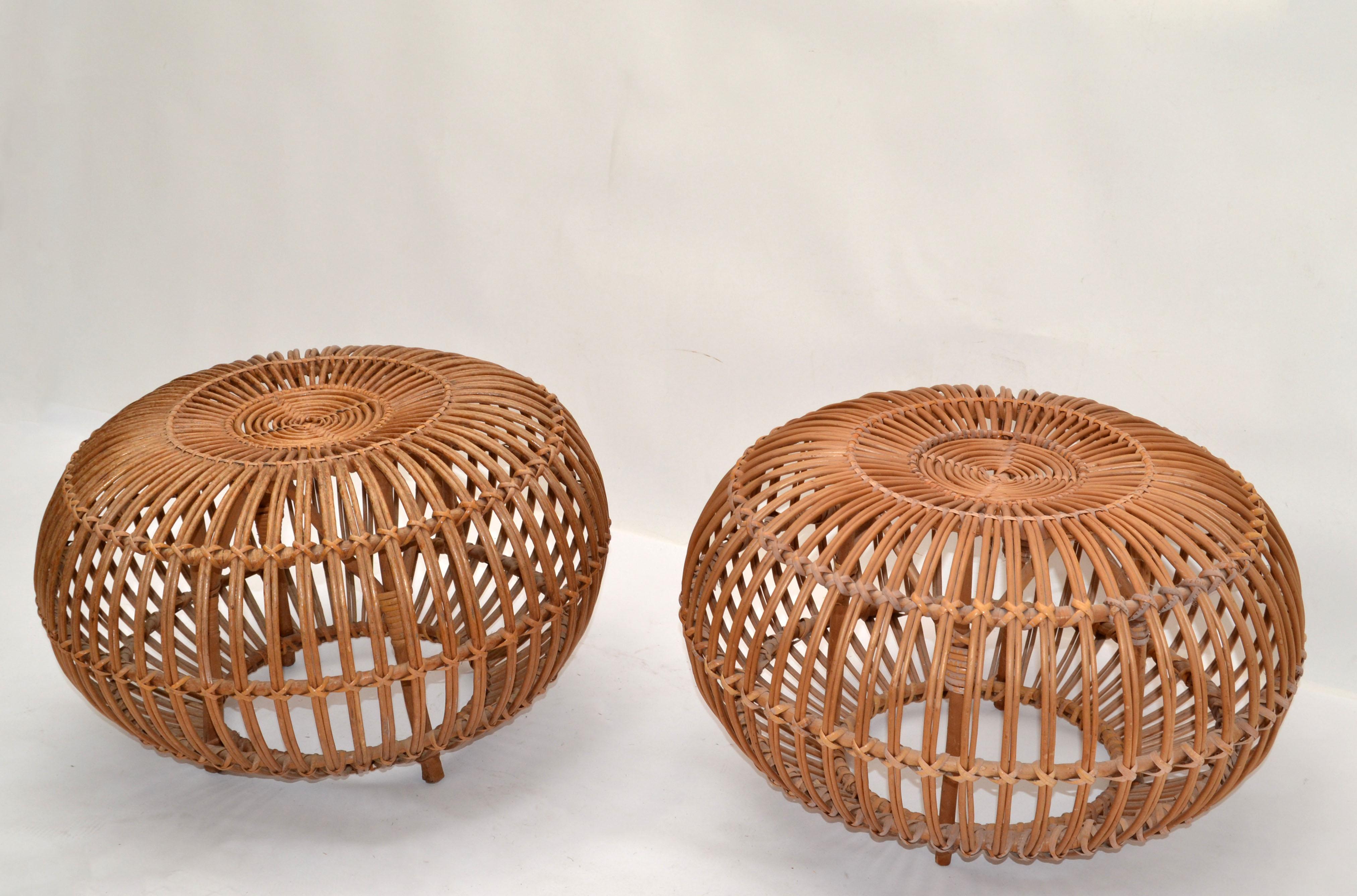 Pair of Franco Albini Ottomans, Side Table, Poufs or Footstools Italy 1960 1