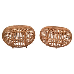 Pair of Franco Albini Ottomans, Side Table, Poufs or Footstools Italy 1960