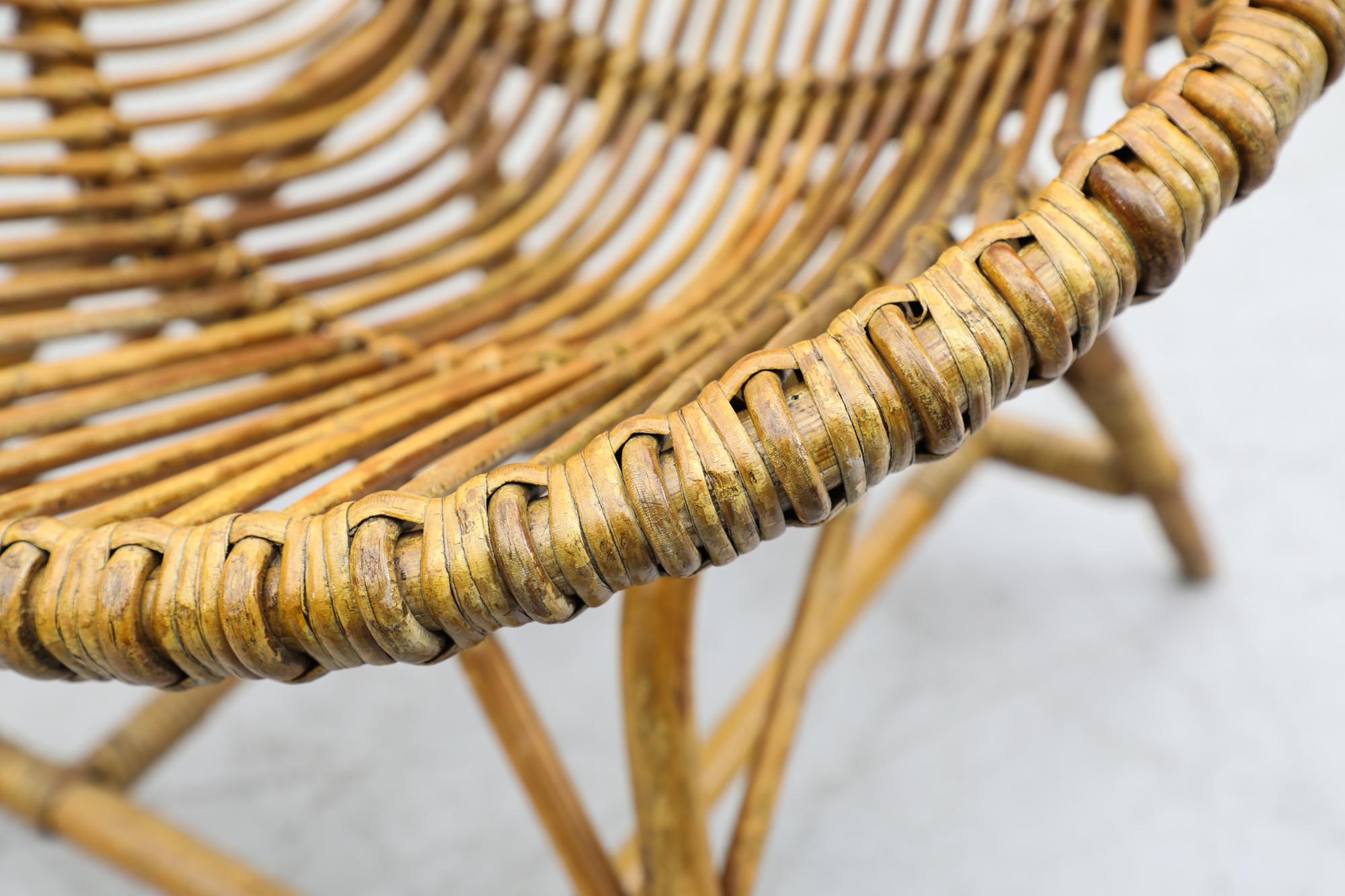 Paire de chaises longues en bambou de style Franco Albini du milieu du siècle dernier en vente 4