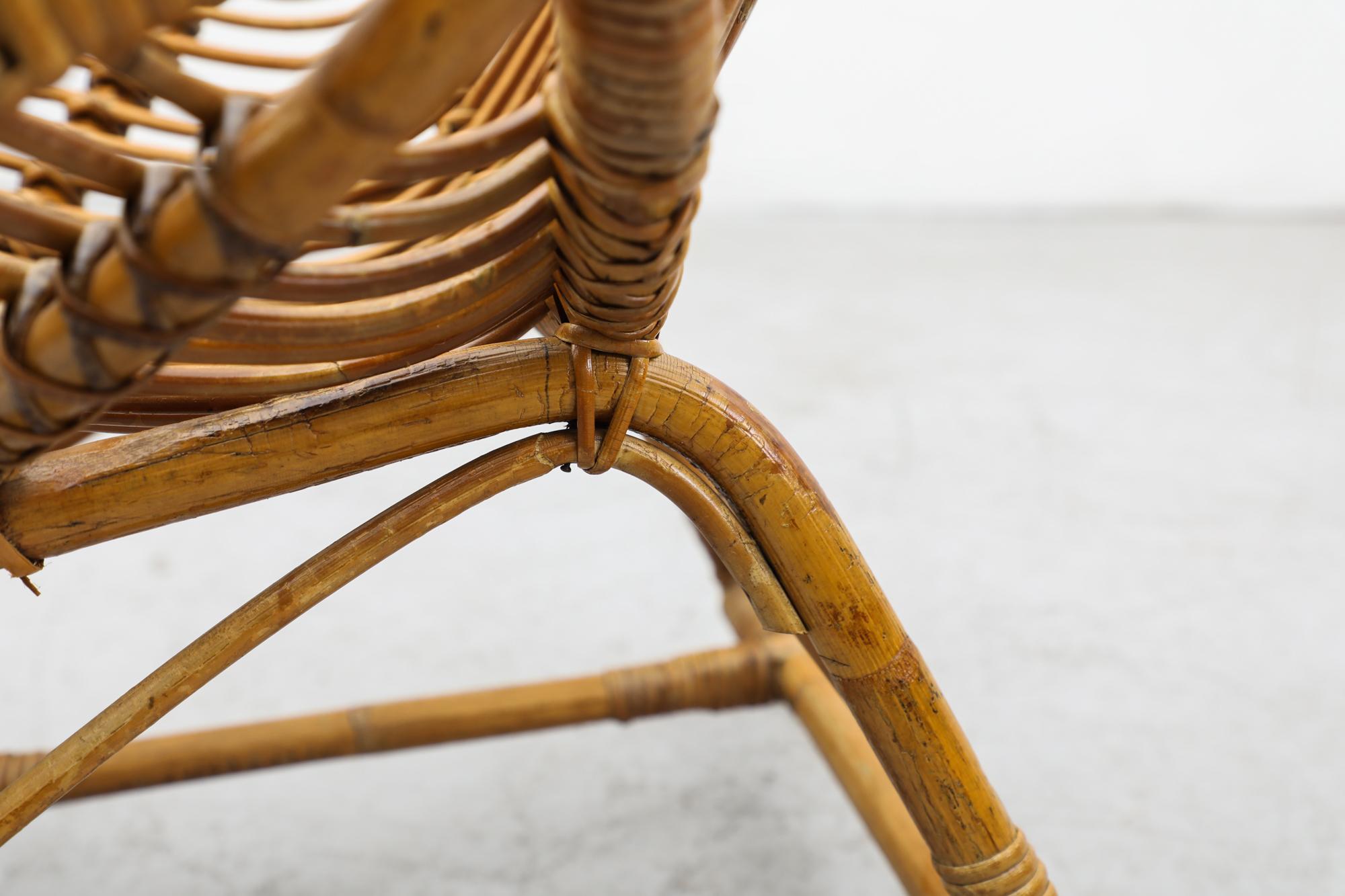 Pareja de tumbonas de bambú estilo Franco Albini de mediados de siglo en venta 5