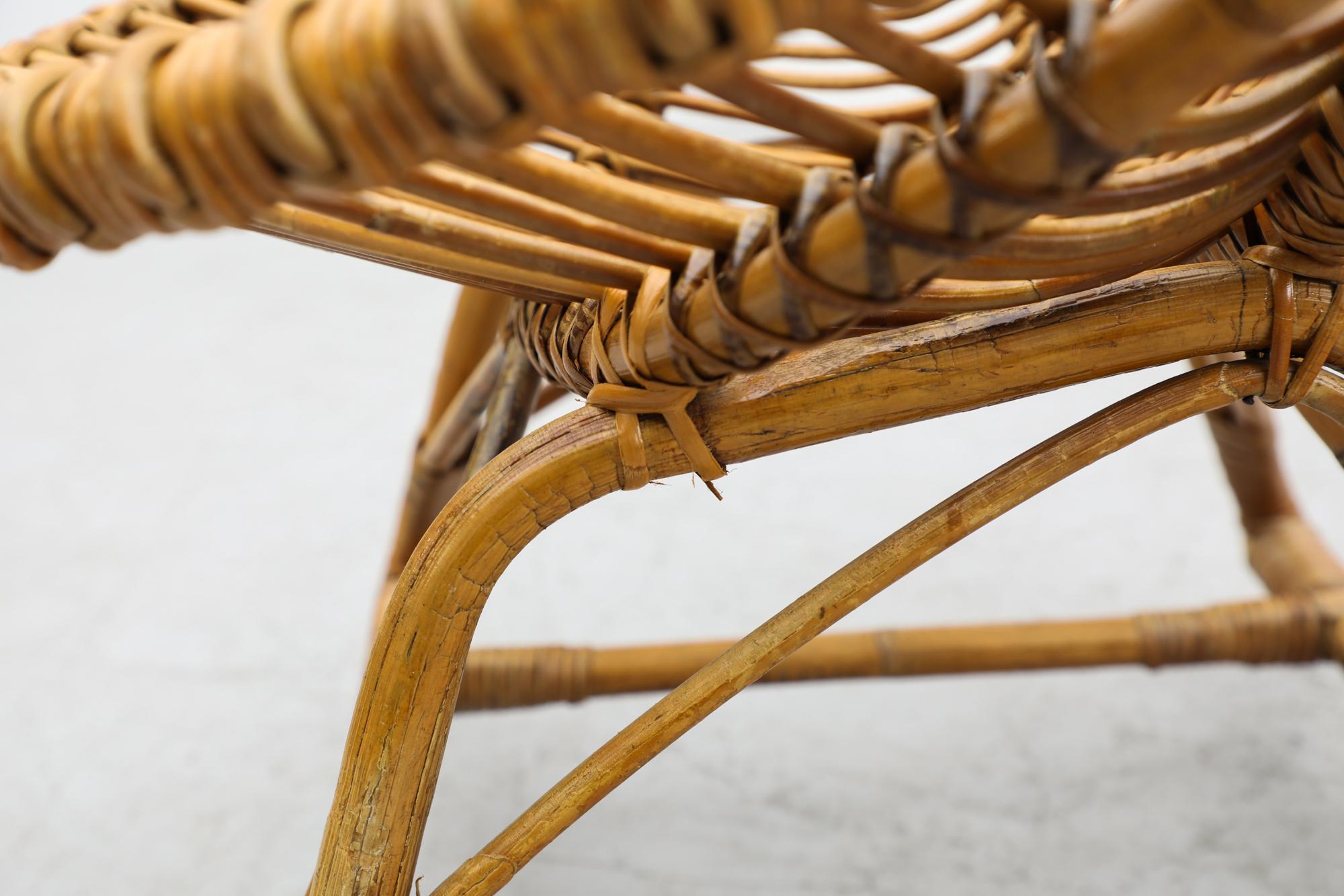 Pareja de tumbonas de bambú estilo Franco Albini de mediados de siglo en venta 6