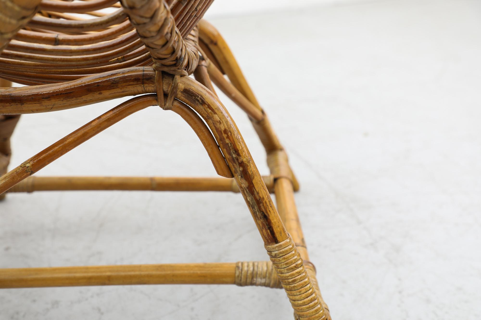 Pareja de tumbonas de bambú estilo Franco Albini de mediados de siglo en venta 8