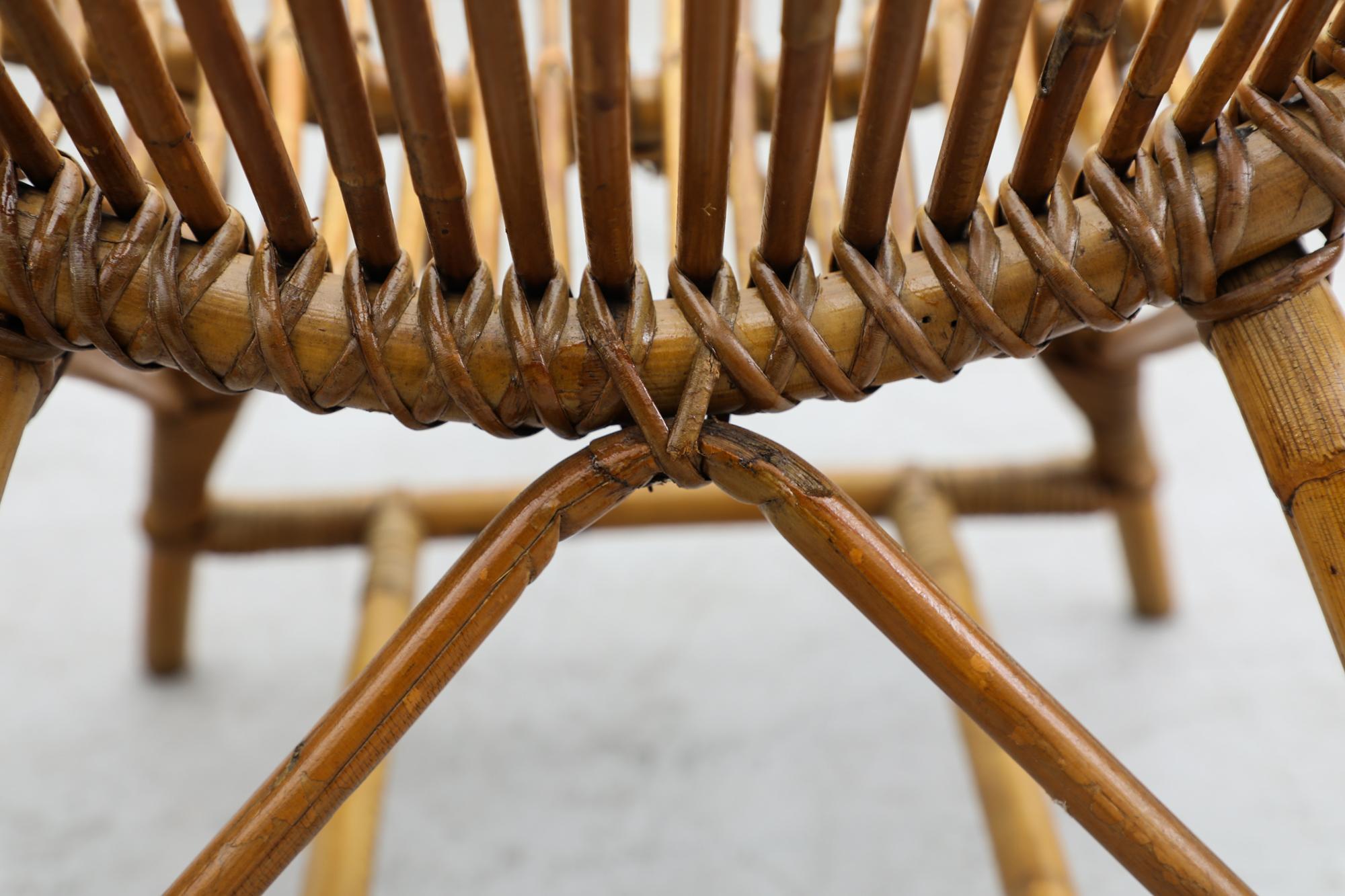 Paire de chaises longues en bambou de style Franco Albini du milieu du siècle dernier en vente 9