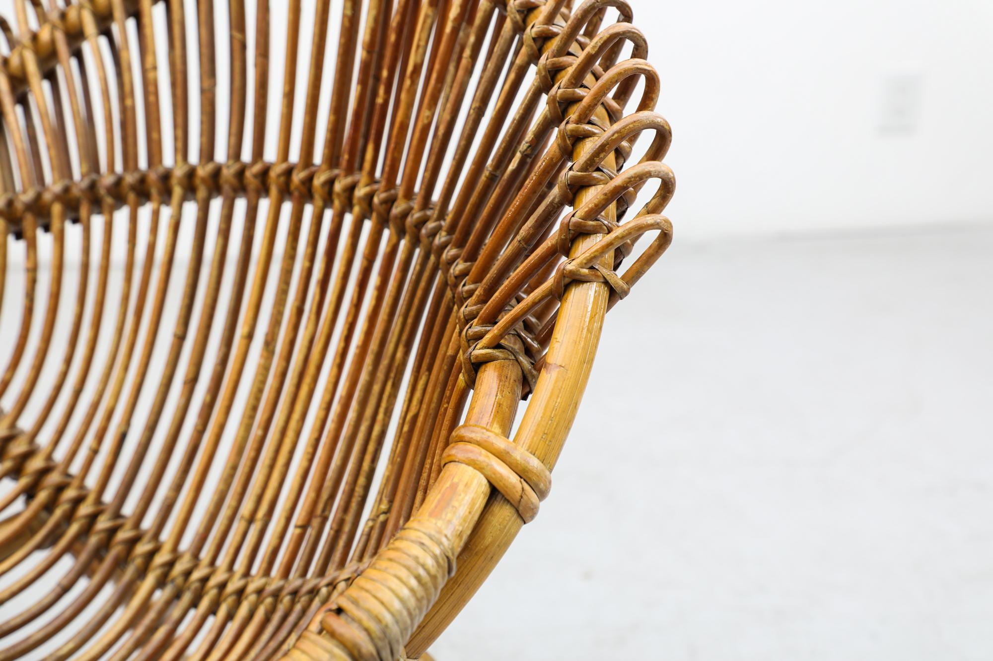 Pareja de tumbonas de bambú estilo Franco Albini de mediados de siglo en venta 1