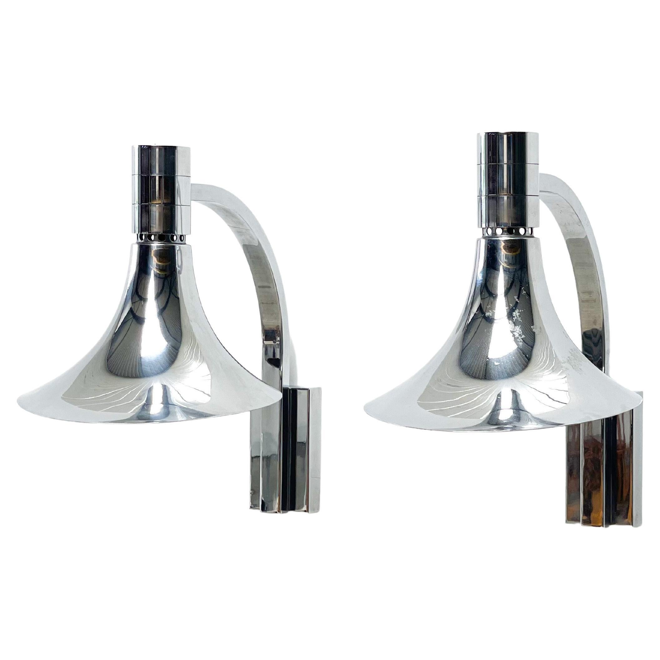 Pair of Franco Albini trumpet wall lamps For Sale