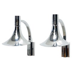 Retro Pair of Franco Albini trumpet wall lamps
