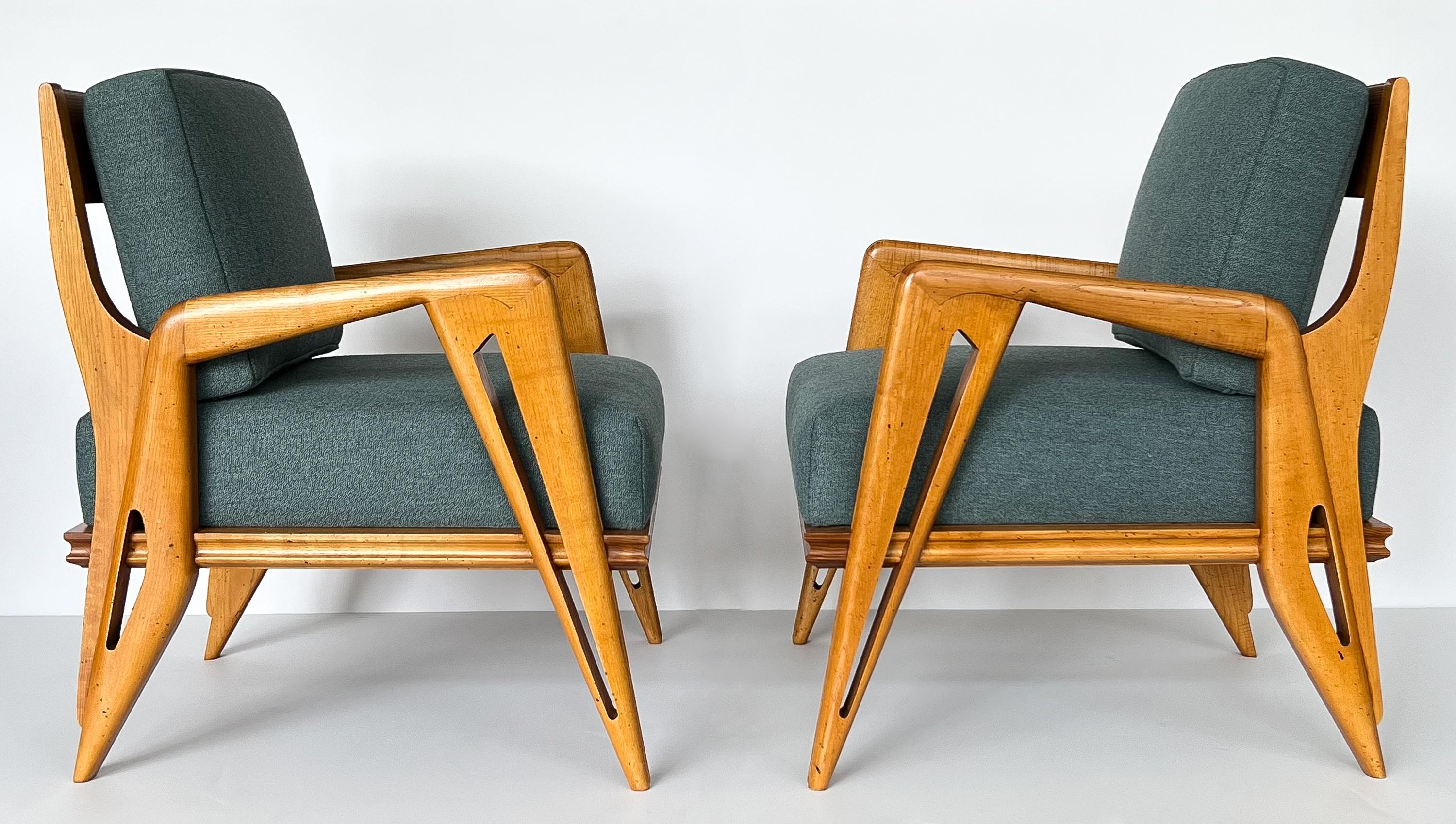 Pair of Franco Campo and Carlo Graffi Sculptural Italian Lounge Chairs 2