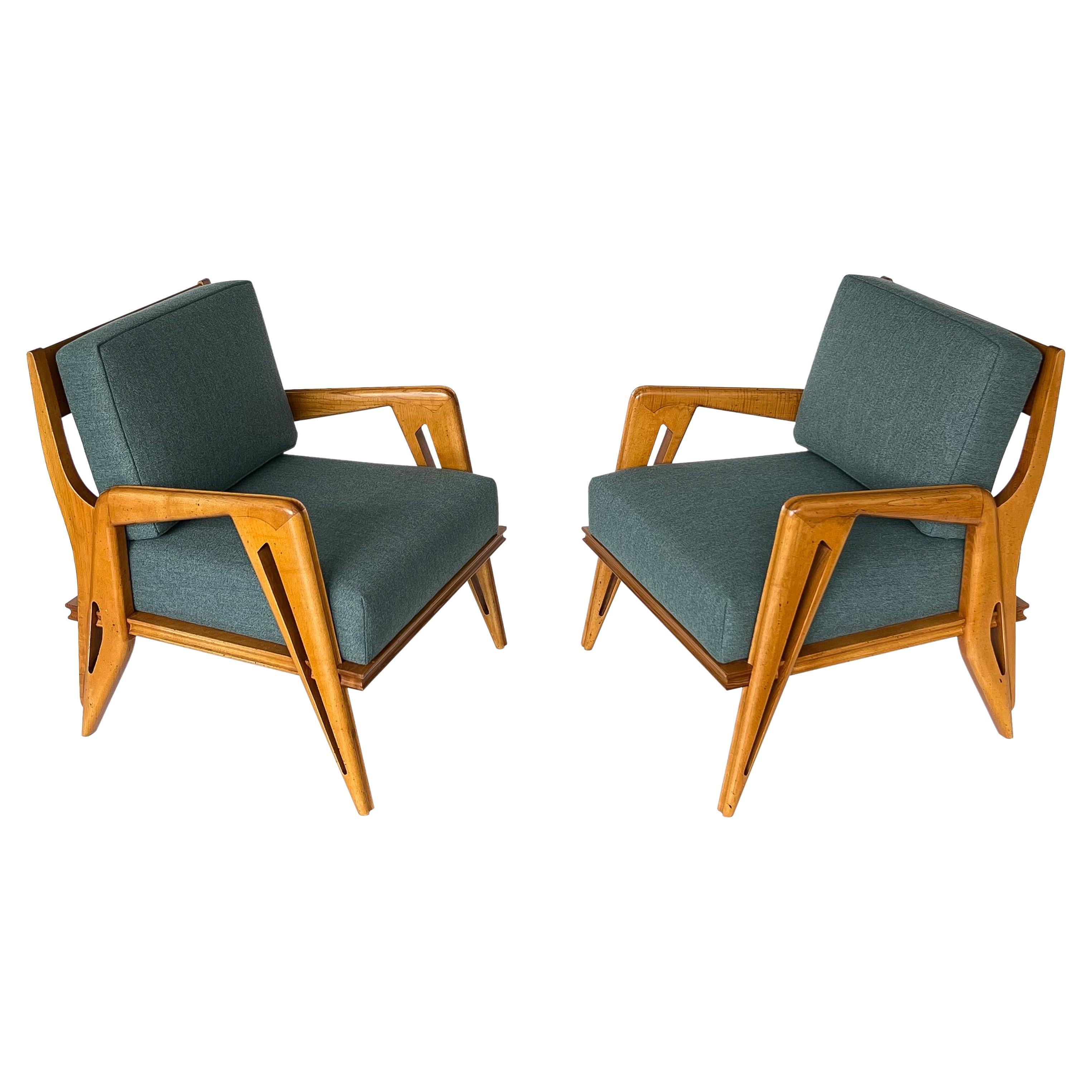 Pair of Franco Campo and Carlo Graffi Sculptural Italian Lounge Chairs