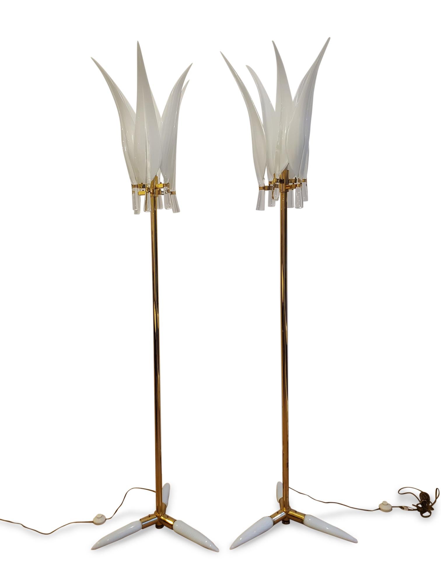 Mid-Century Modern Pair of Franco Luce Murano Floor Lamps  For Sale