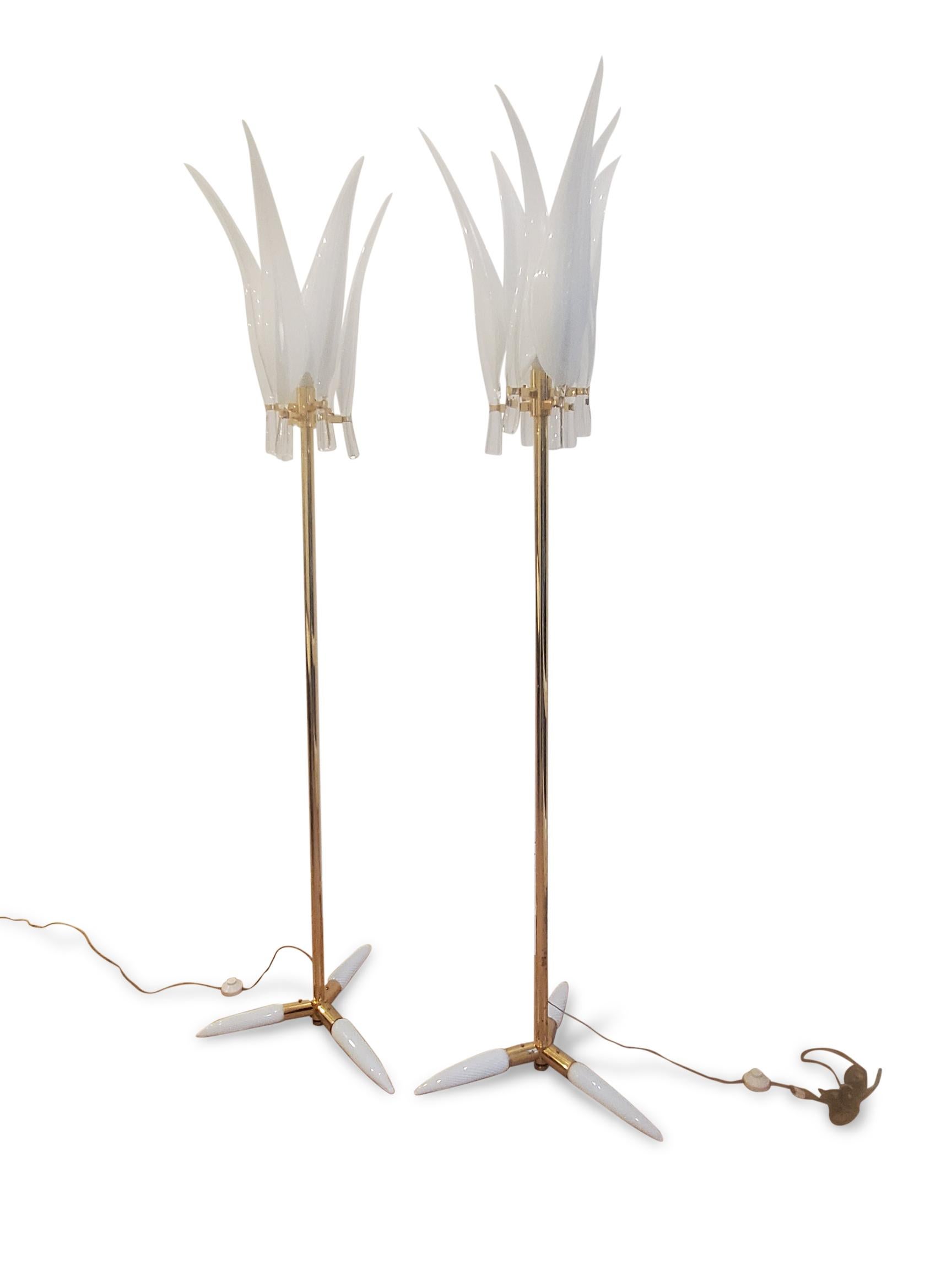 Pair of Franco Luce Murano Floor Lamps  In Good Condition For Sale In Middlesex, NJ