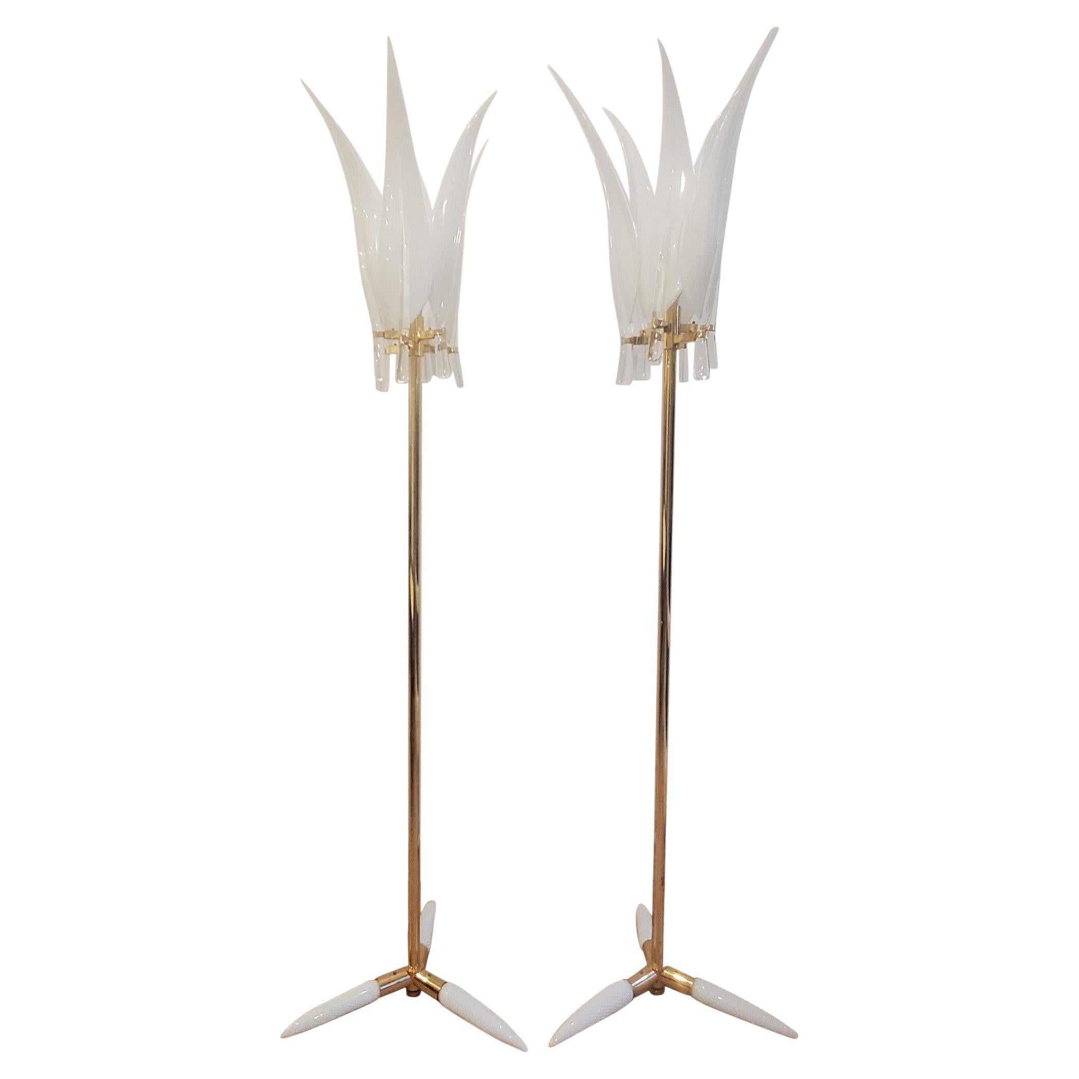 Paire de lampadaires Franco Luce Murano 