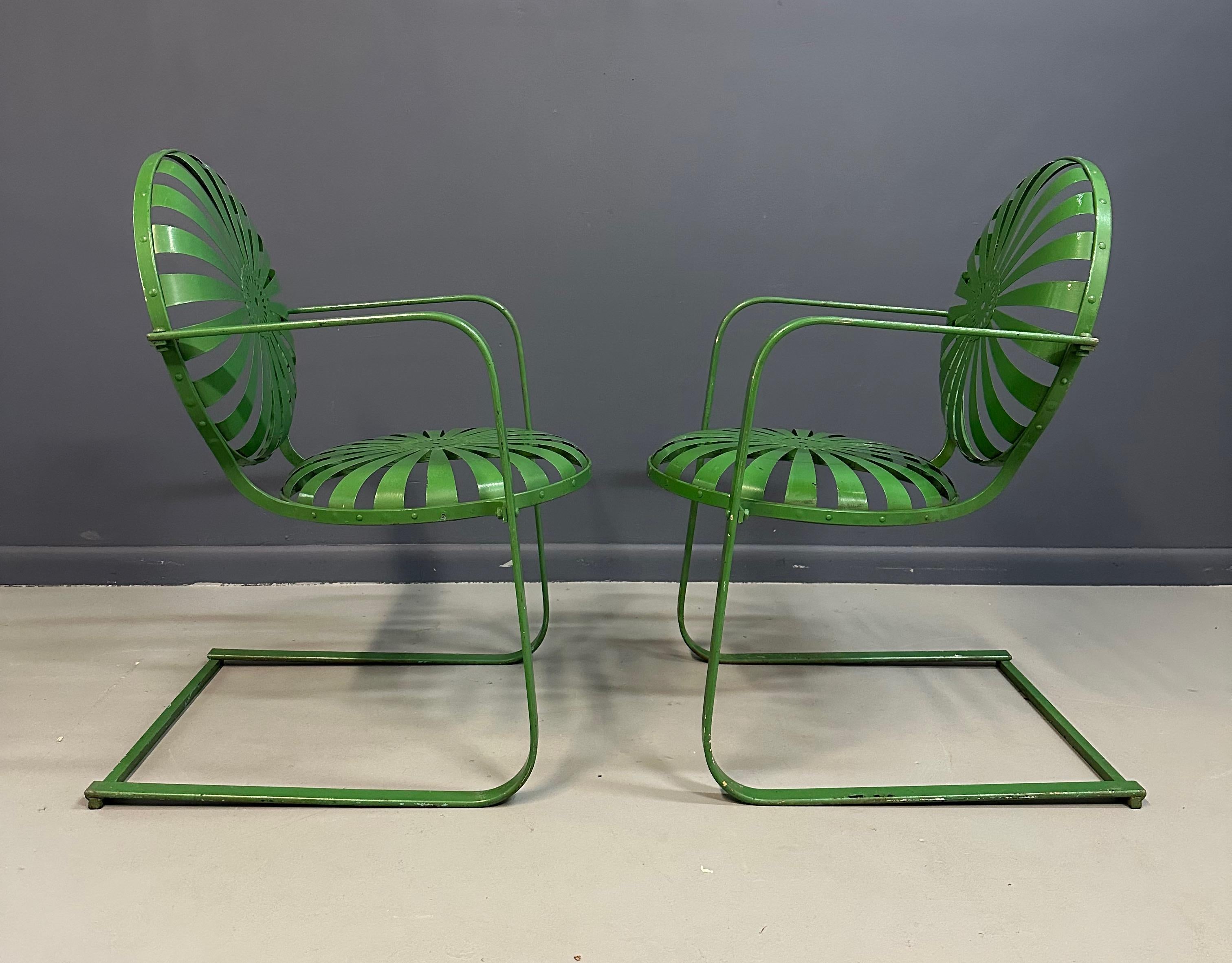 Pareja de mecedoras metálicas François Carre Sunburst, Francia, años 30 siglo XX en venta