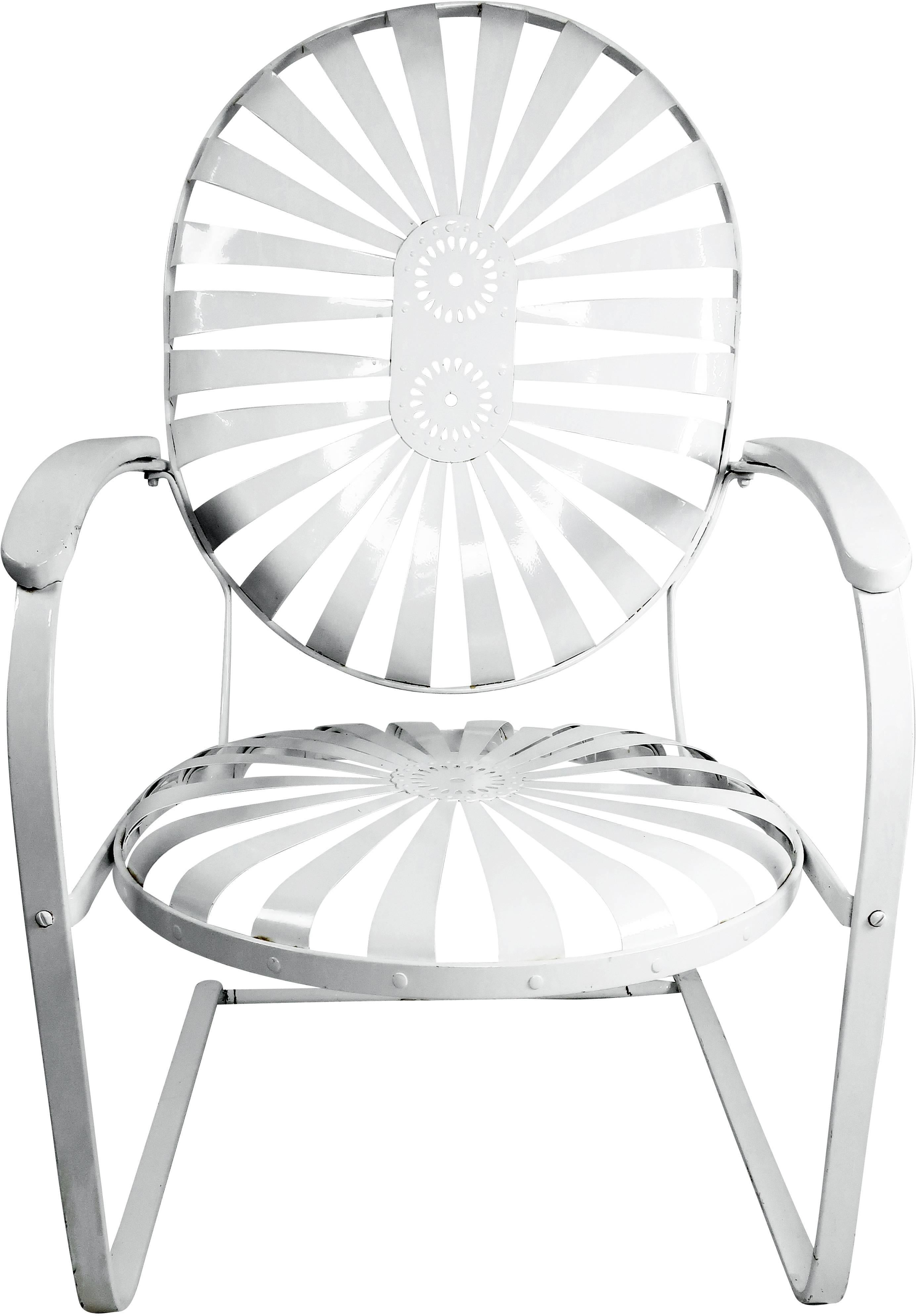 Pair of Francois Carre Vintage Sunburst Cantilevered Chairs 2