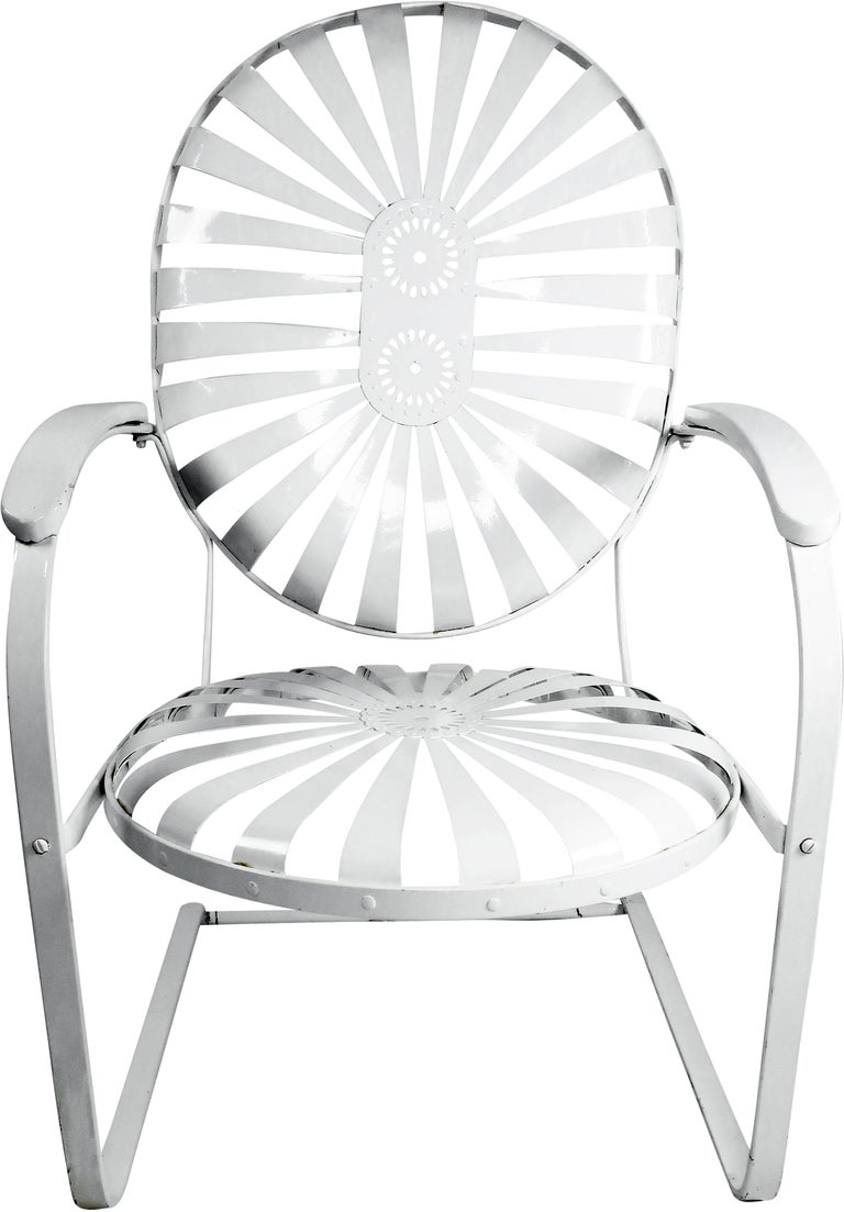 Pair of Francois Carre Vintage Sunburst Cantilevered Chairs at 1stdibs