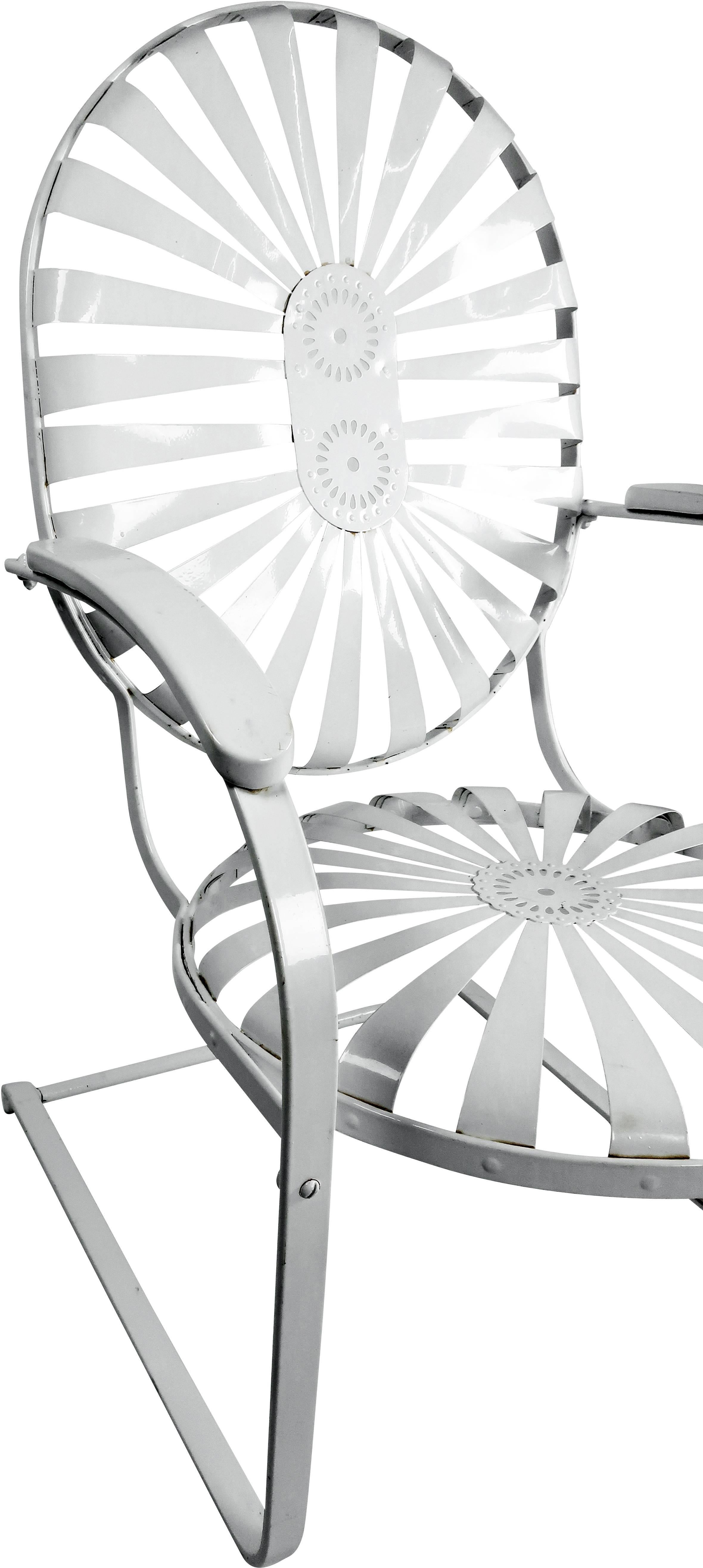 French Pair of Francois Carre Vintage Sunburst Cantilevered Chairs