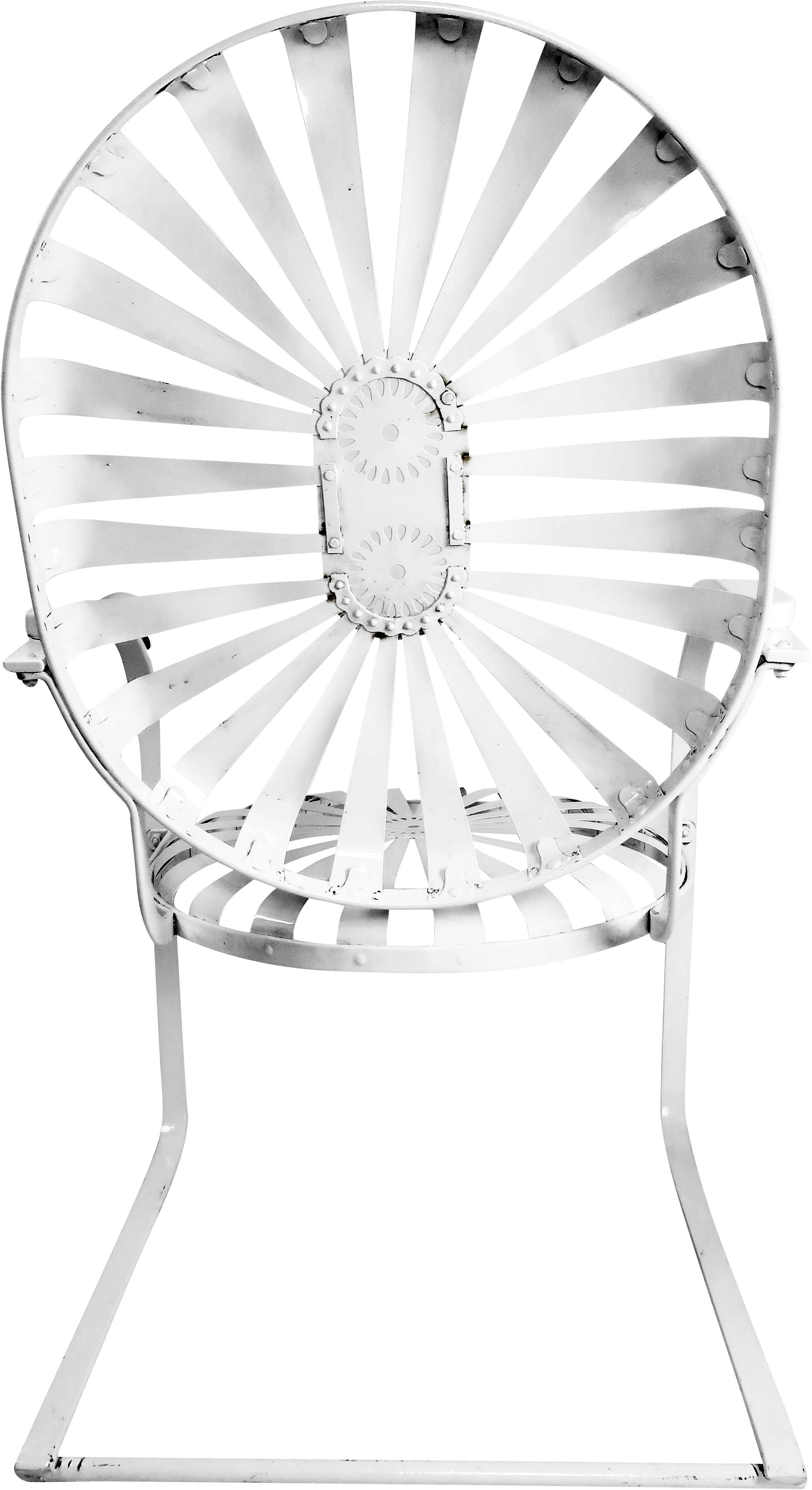 Metal Pair of Francois Carre Vintage Sunburst Cantilevered Chairs