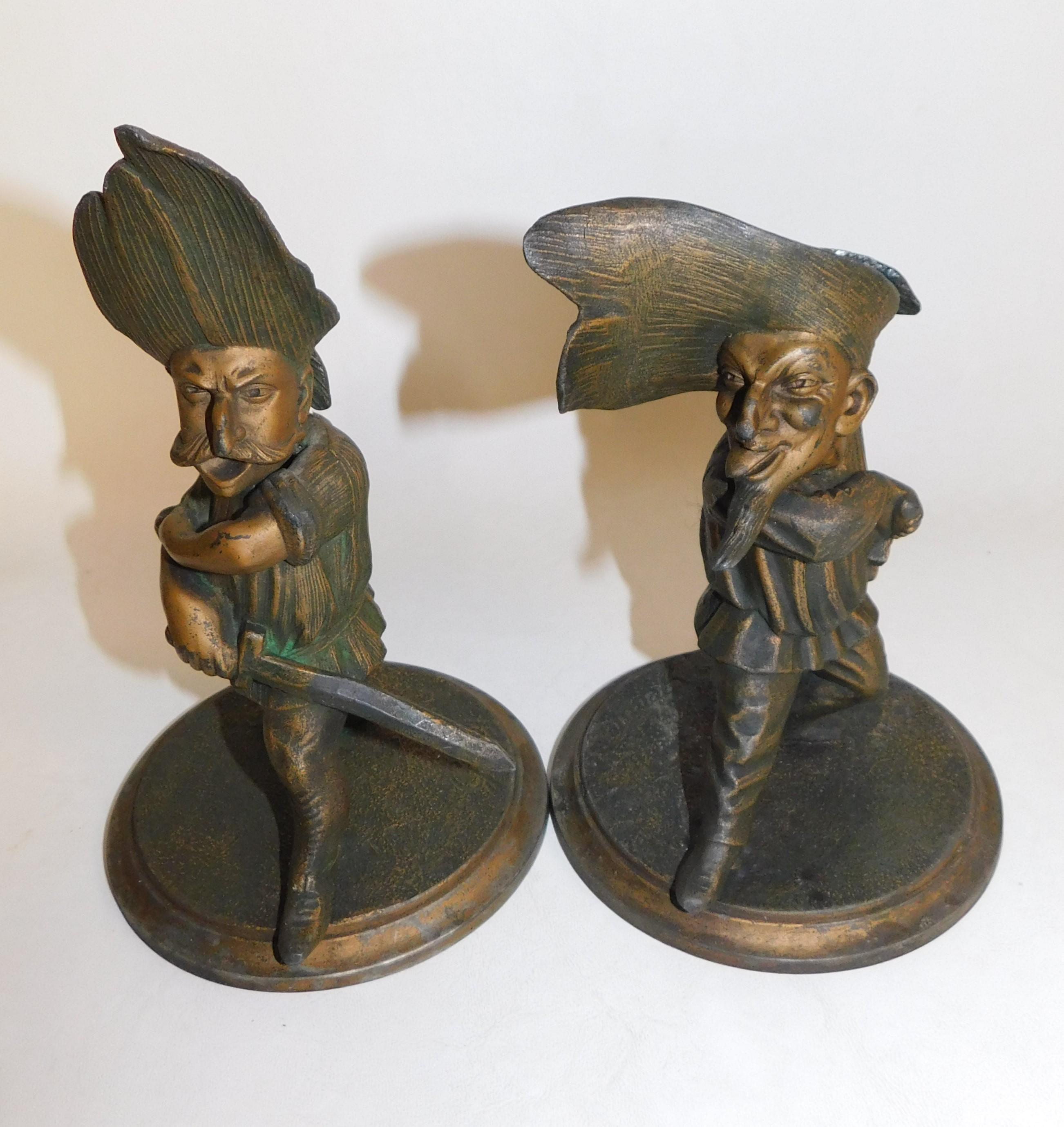 Bronzed Pair of Francois George Candlesticks France Musketeers