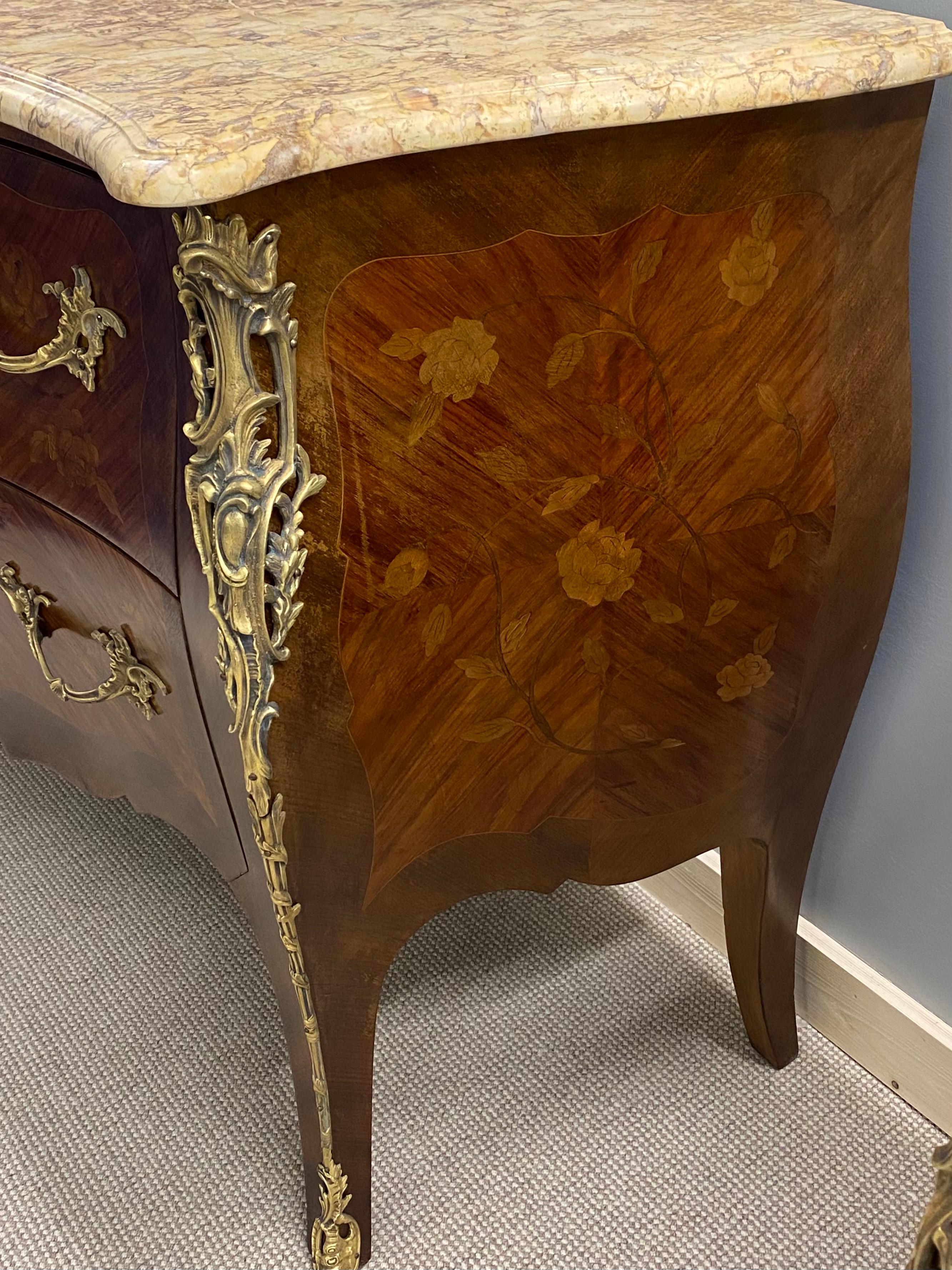 Pair of Francois Linke Signed Bombe Inlaid Commodes Nightstands 10