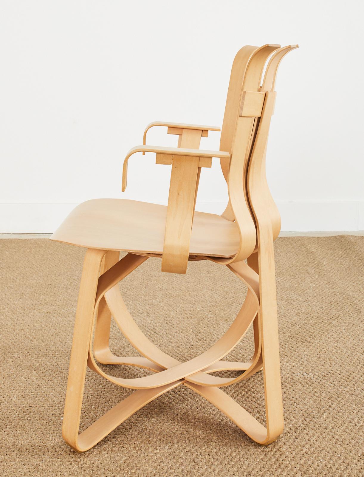 Pair of Frank Gehry for Knoll Maple Hat Trick Chairs 2