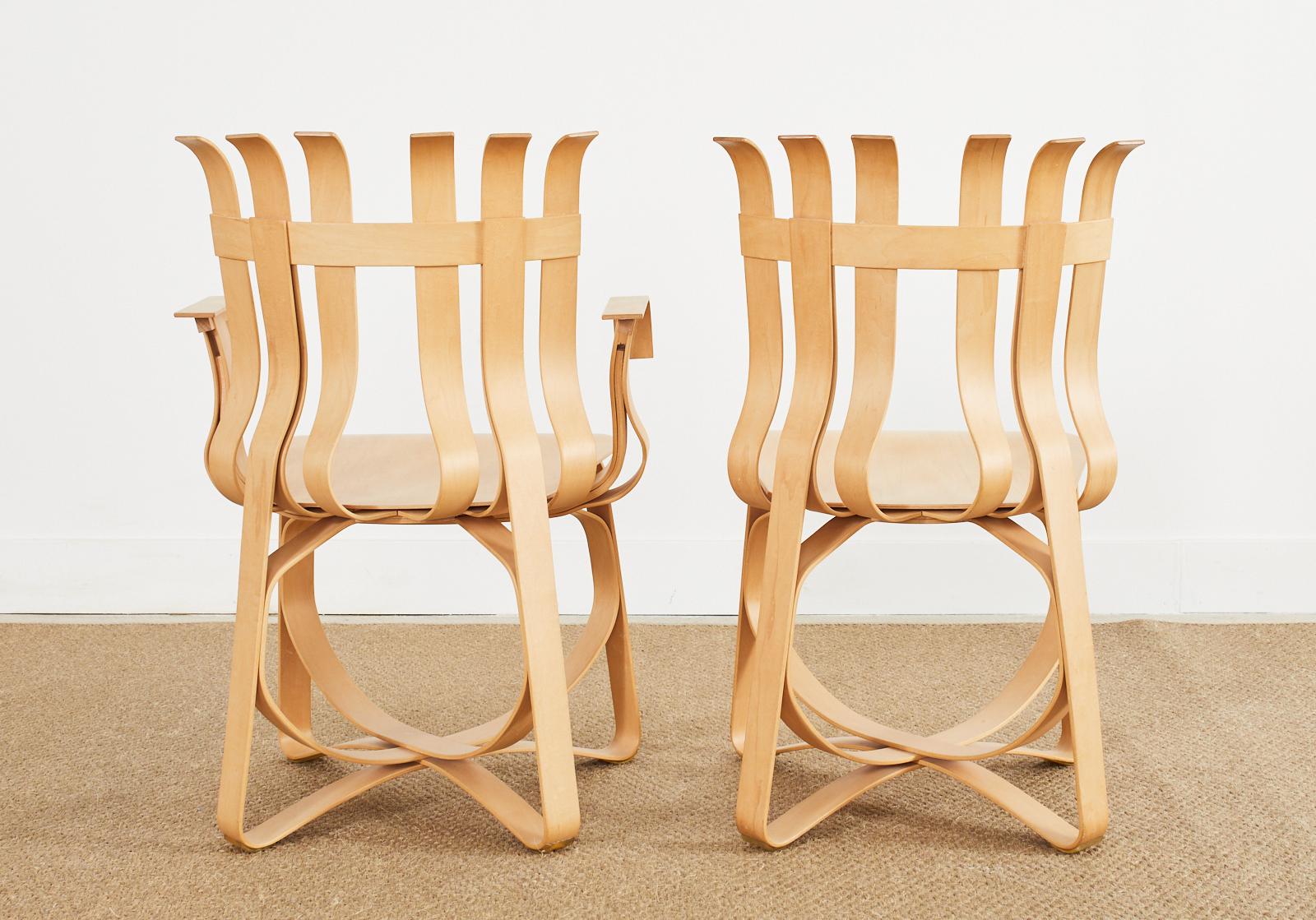 Hand-Crafted Pair of Frank Gehry for Knoll Maple Hat Trick Chairs For Sale