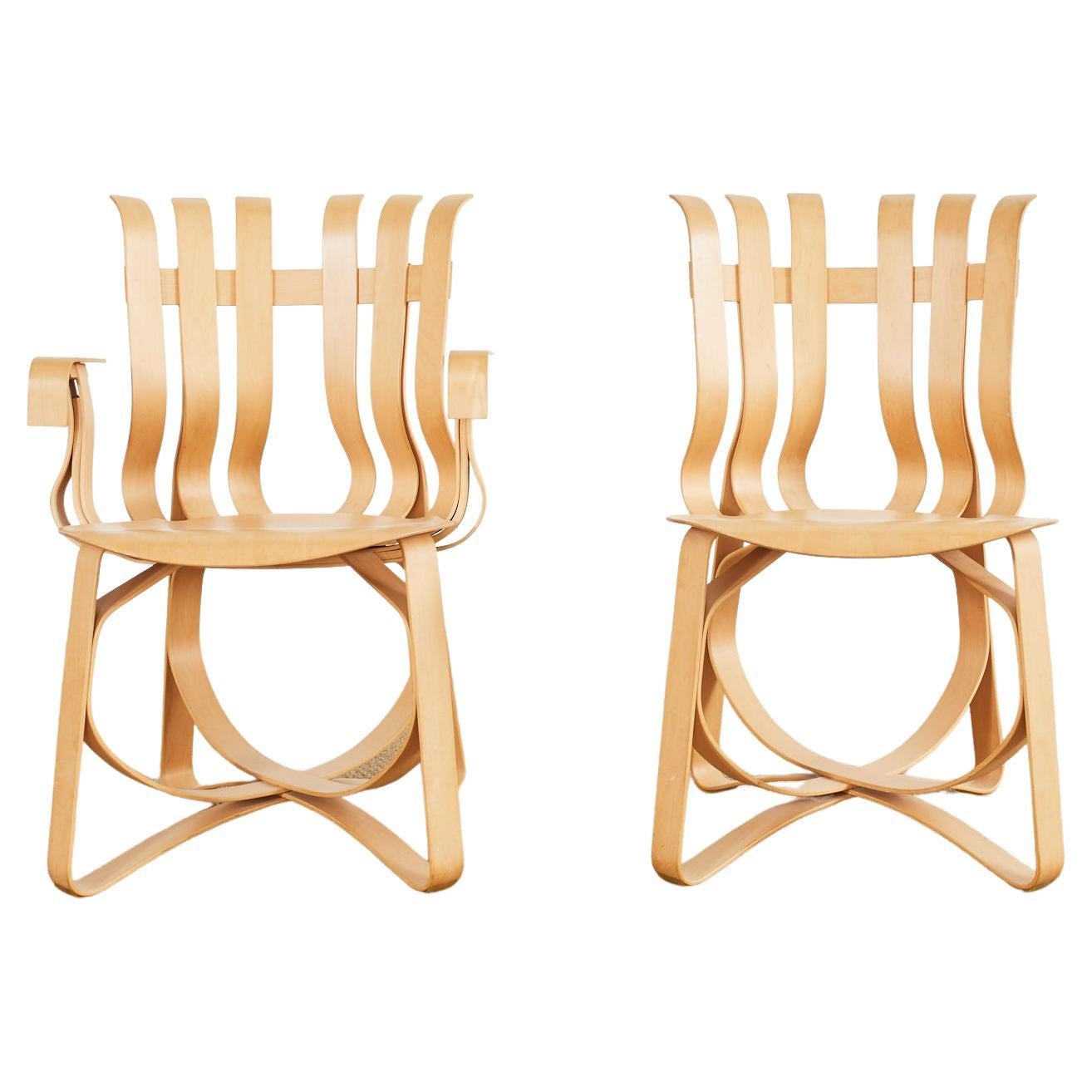 Pair of Frank Gehry for Knoll Maple Hat Trick Chairs For Sale