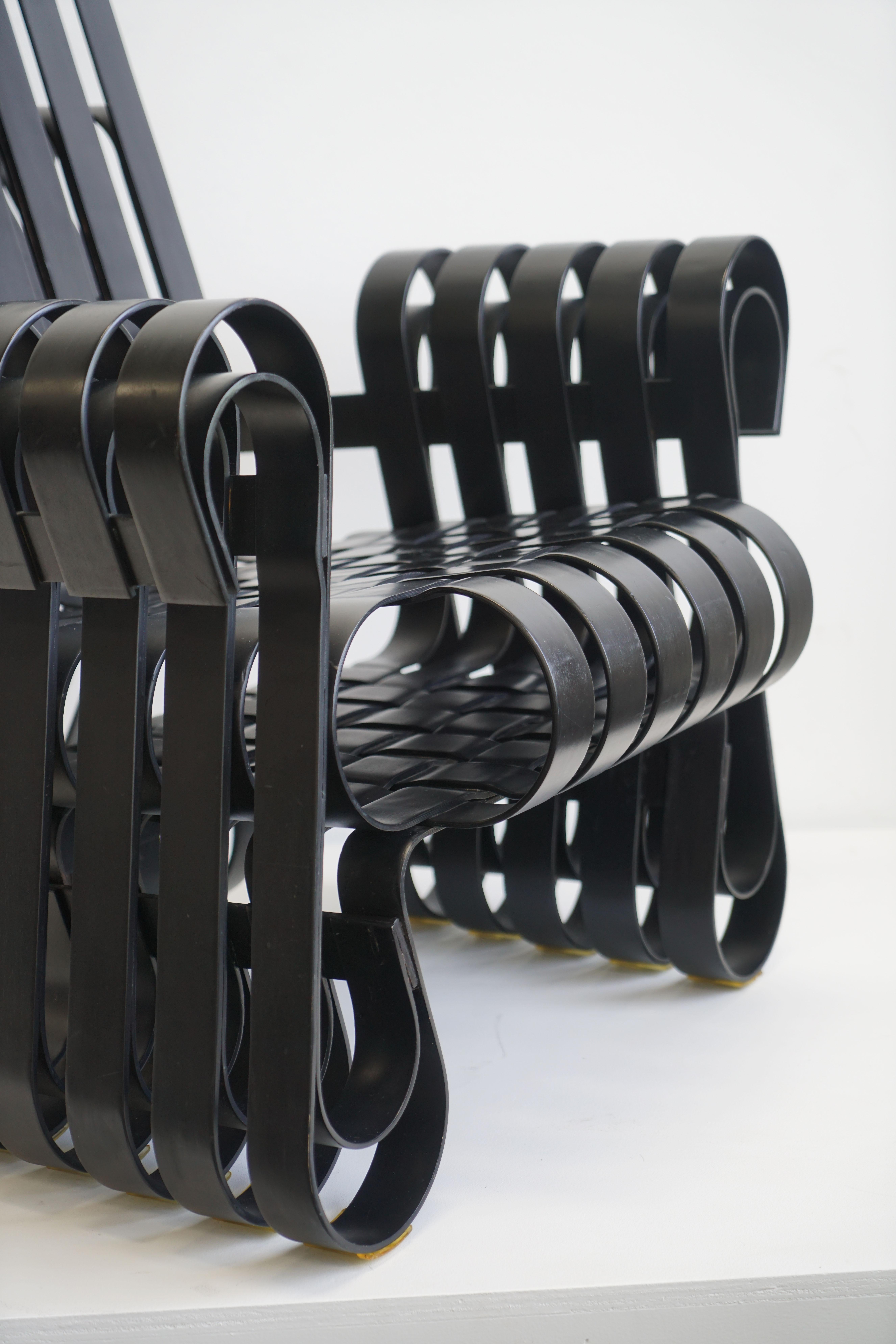Pair of Frank Gehry Power Play Chairs for Knoll, Black Lacquered In Good Condition For Sale In Chicago, IL