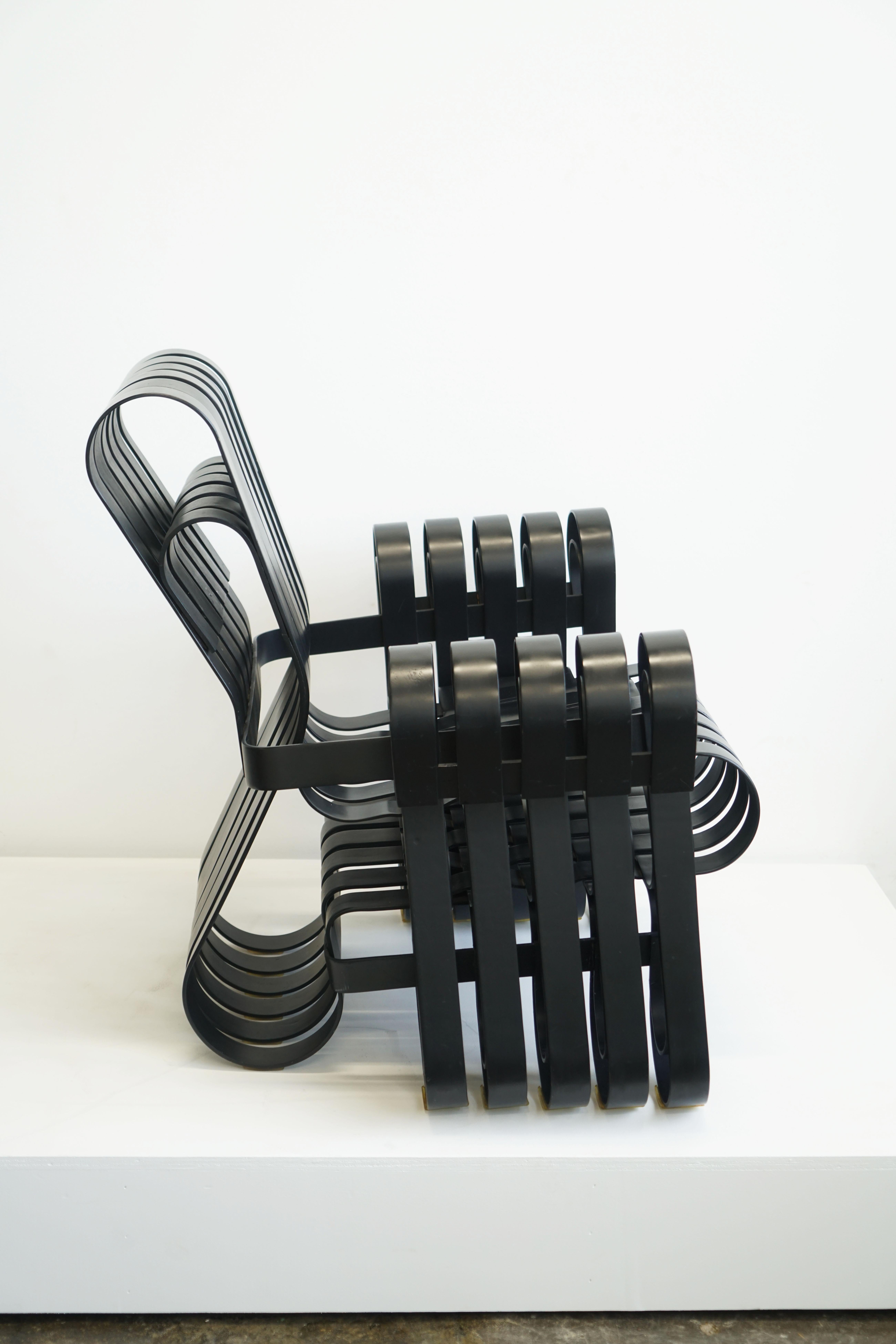 Pair of Frank Gehry Power Play Chairs for Knoll, Black Lacquered For Sale 1