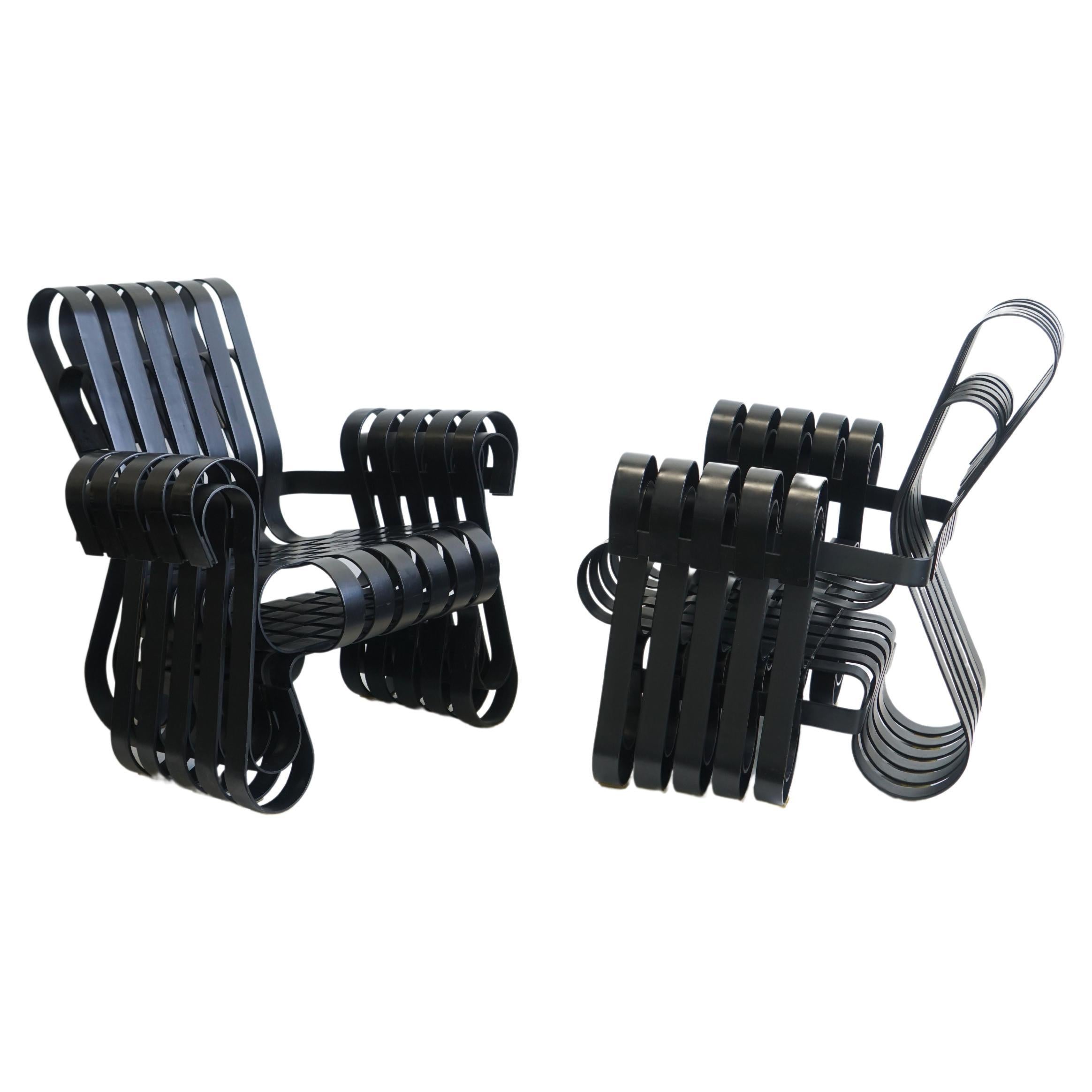 Pair of Frank Gehry Power Play Chairs for Knoll, Black Lacquered For Sale