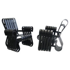 Pair of Frank Gehry Power Play Chairs for Knoll, Black Lacquered