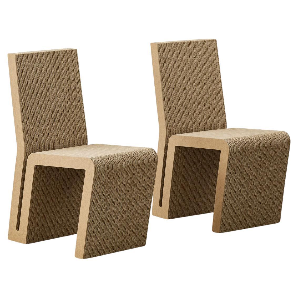 Pair of Frank Gehry Side Chairs in corrugated cardboard Vitra - USA 1972 For Sale