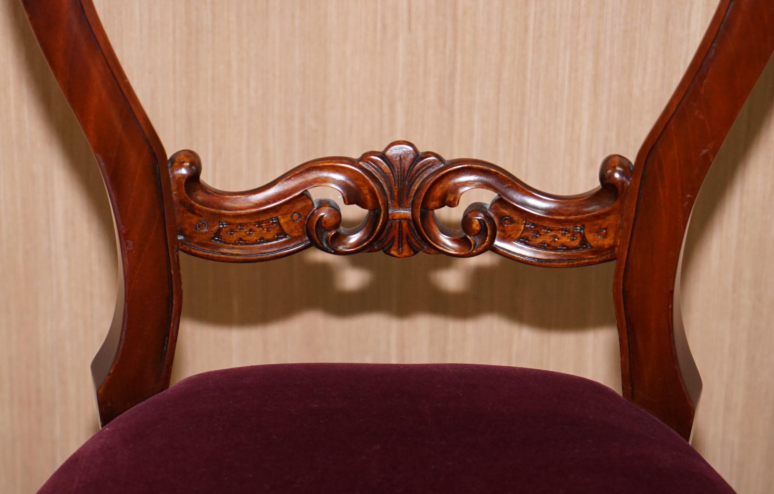 Pair of Frank Hudson & Sons Harrods Stamped Medallion Hardwood Dining Chairs 9