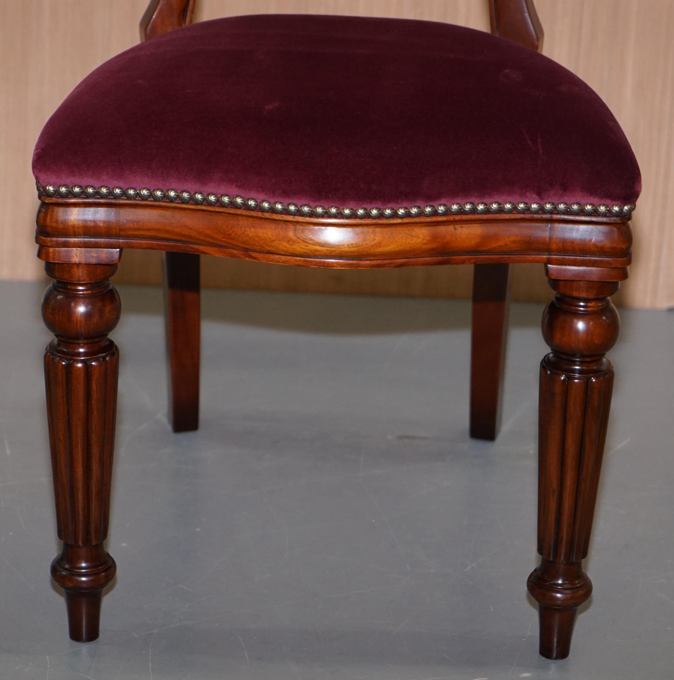 English Pair of Frank Hudson & Sons Harrods Stamped Medallion Hardwood Dining Chairs