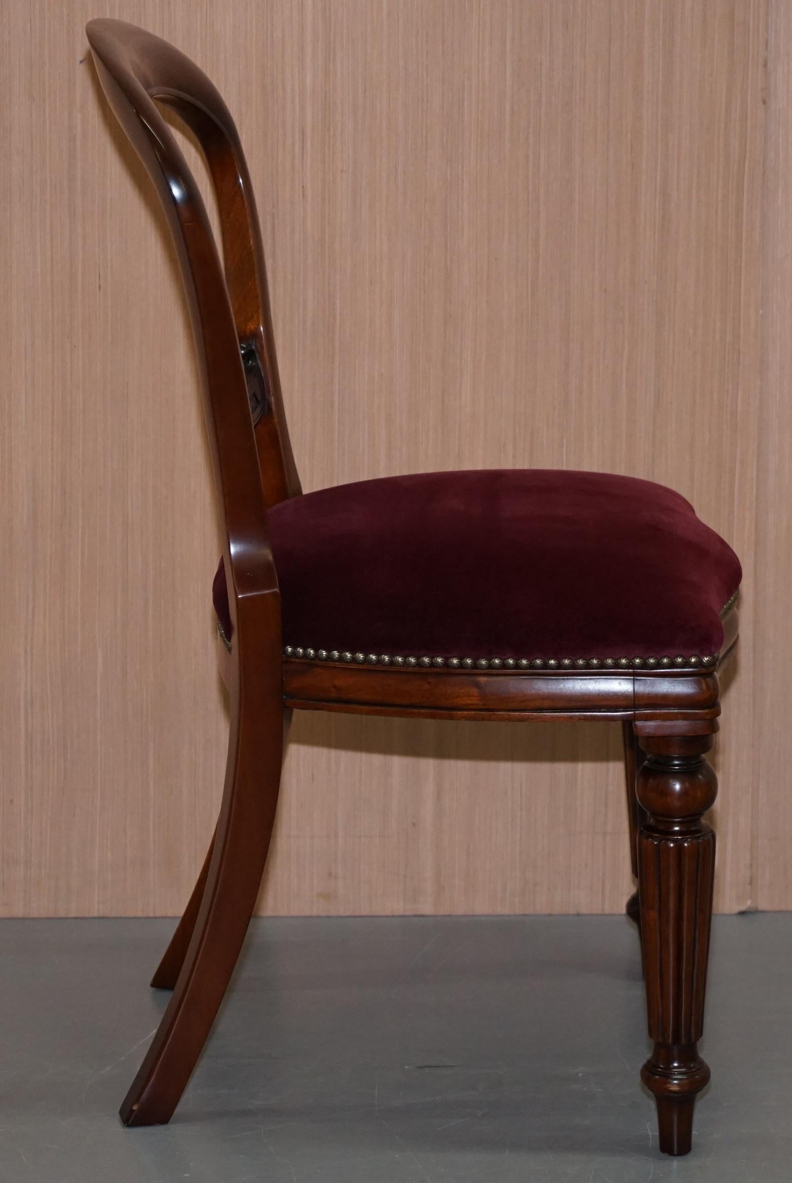 20th Century Pair of Frank Hudson & Sons Harrods Stamped Medallion Hardwood Dining Chairs