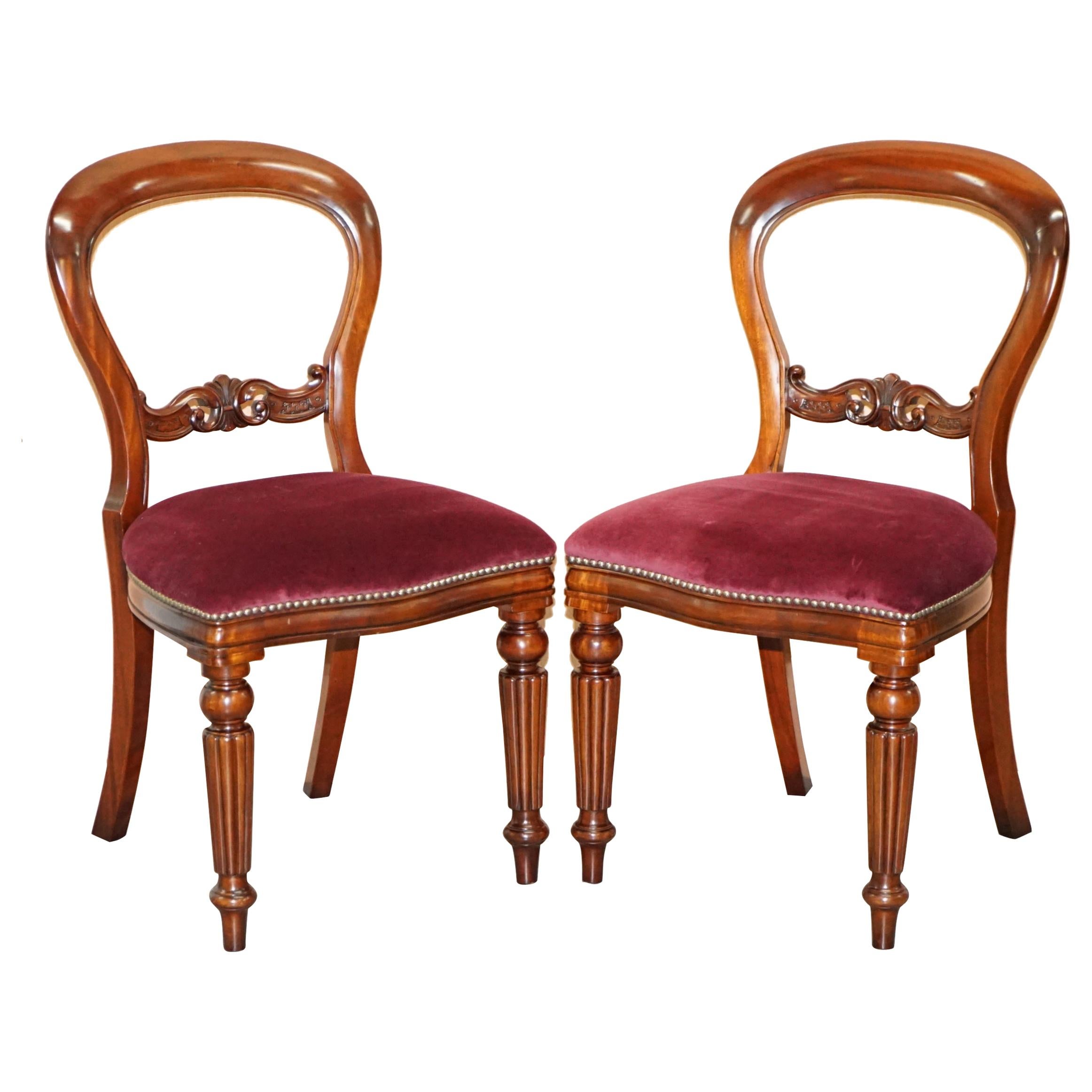 Pair of Frank Hudson & Sons Harrods Stamped Medallion Hardwood Dining Chairs