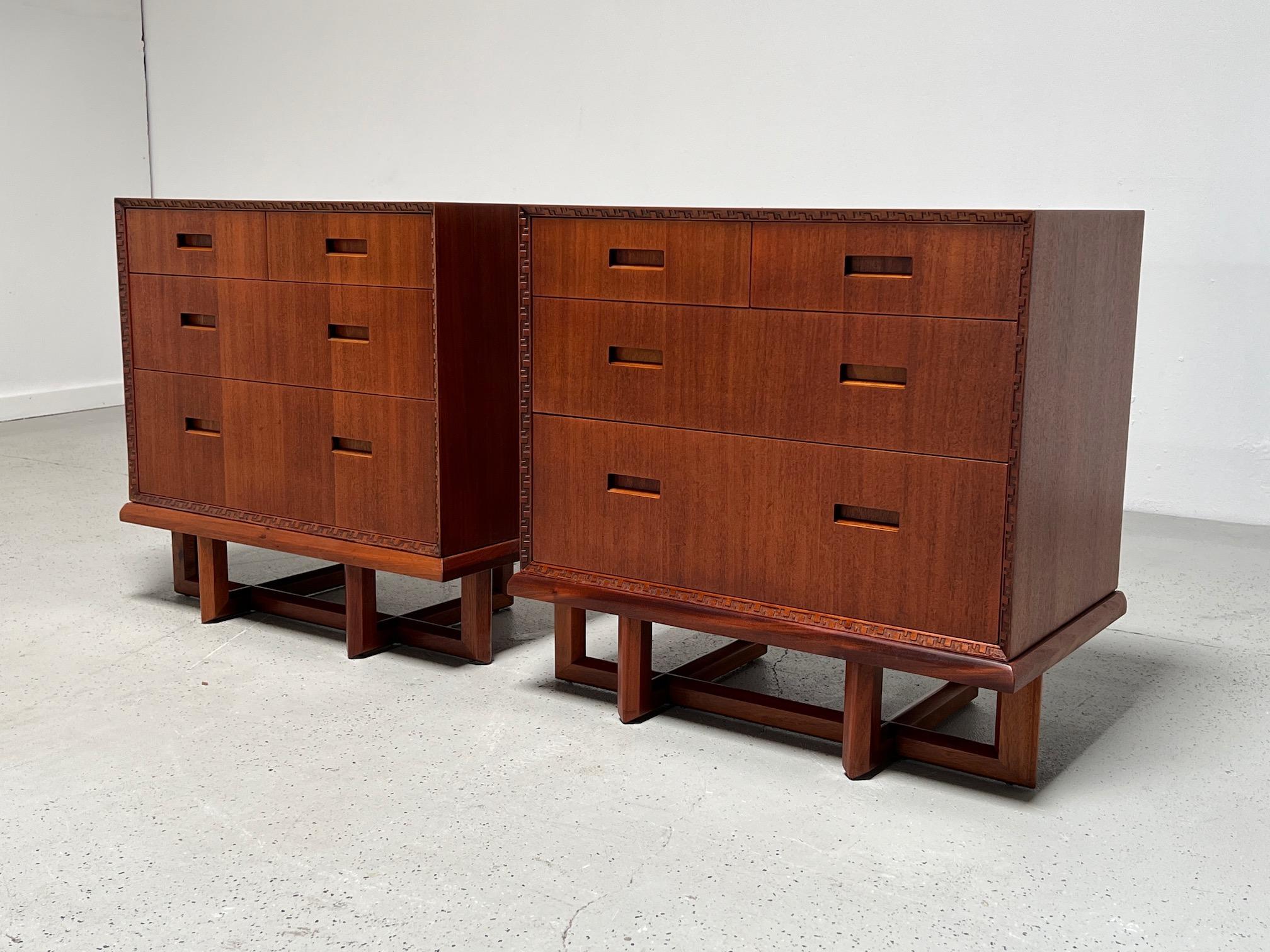 Mahogany Pair of Frank Lloyd Wright for Henredon Cabinets