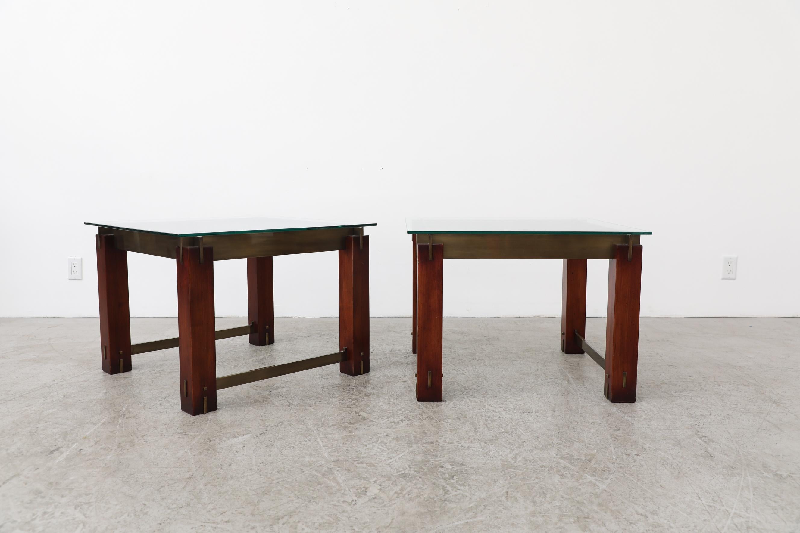 Mid-Century Modern Pair of Frank Lloyd Wright Style Side Tables