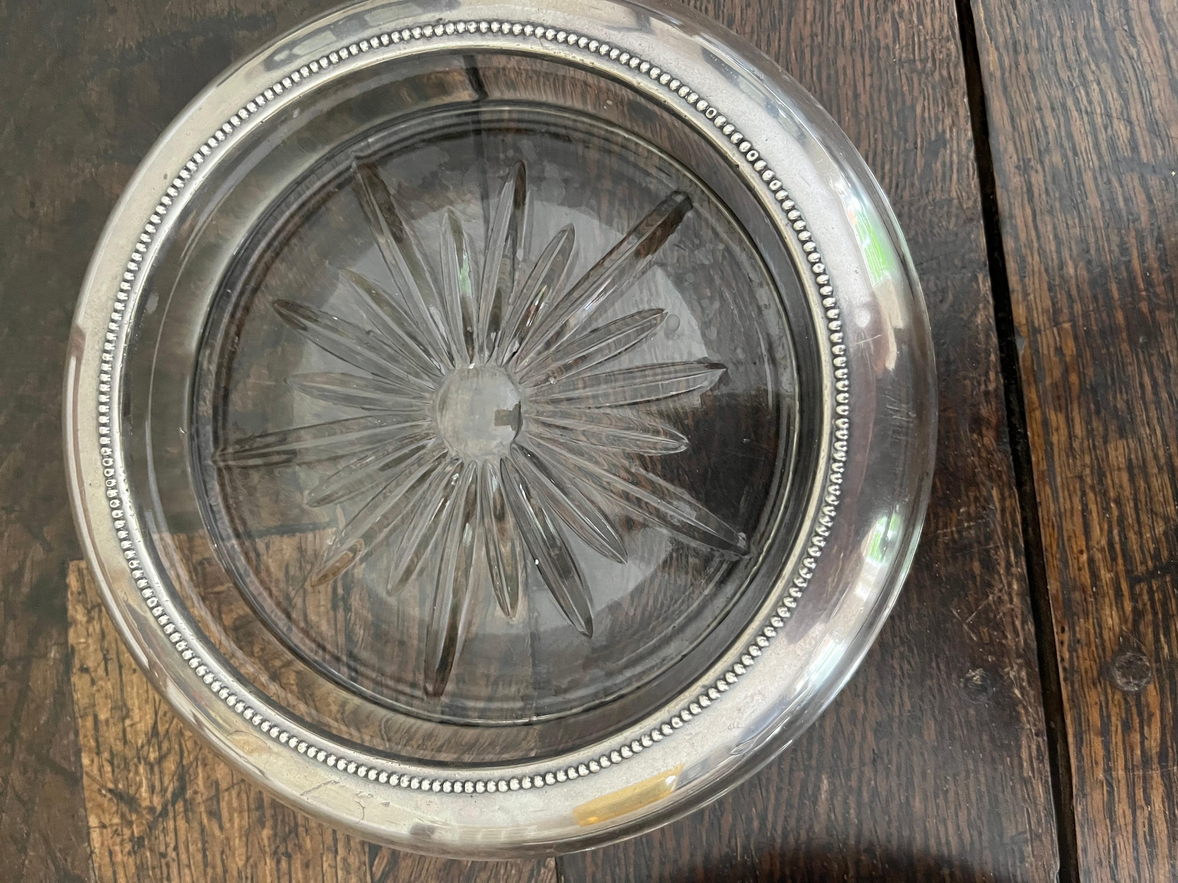 Mid-Century Modern Pair of Frank M Whiting silver coasters For Sale