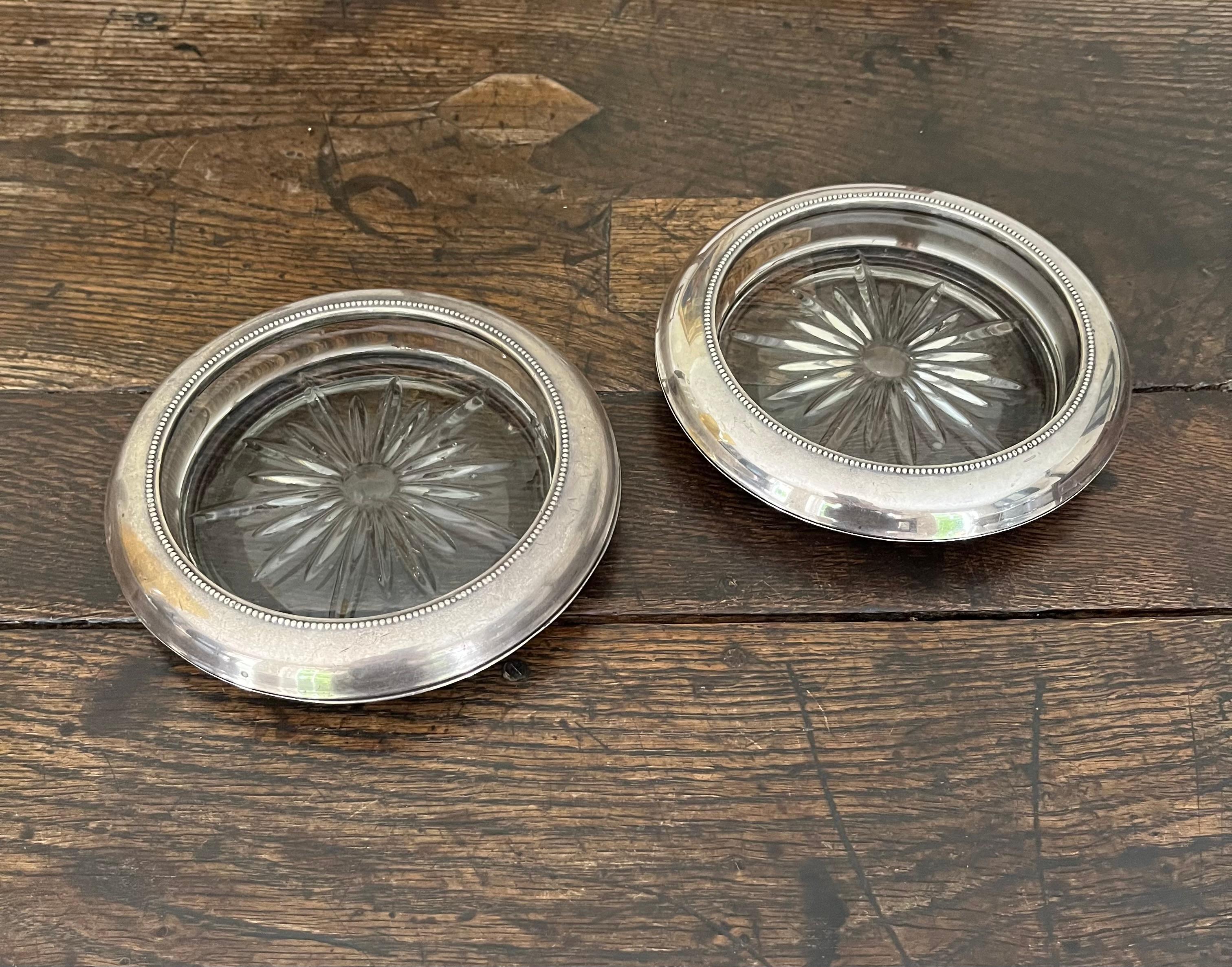 American Pair of Frank M Whiting silver coasters For Sale