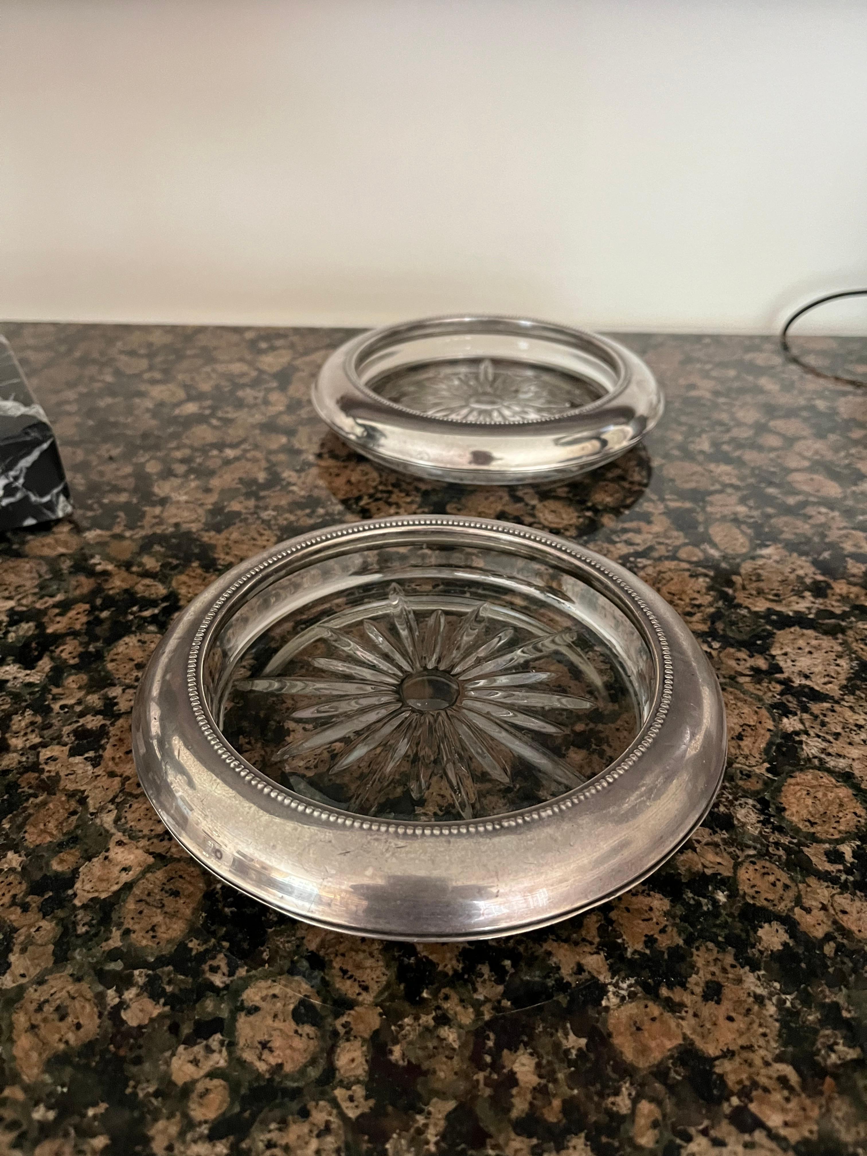 20th Century Pair of Frank M Whiting silver coasters For Sale