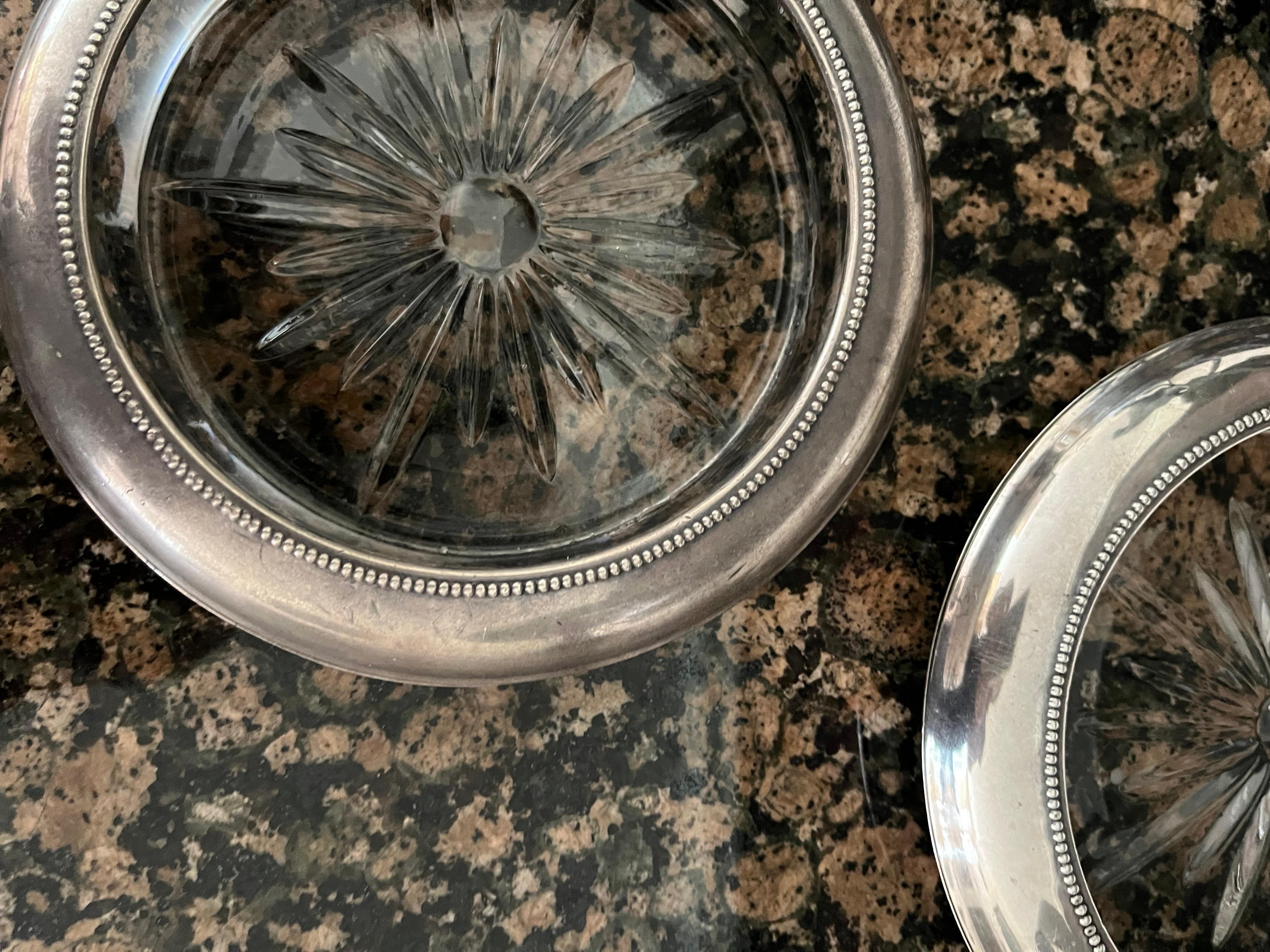 Silver Pair of Frank M Whiting silver coasters For Sale